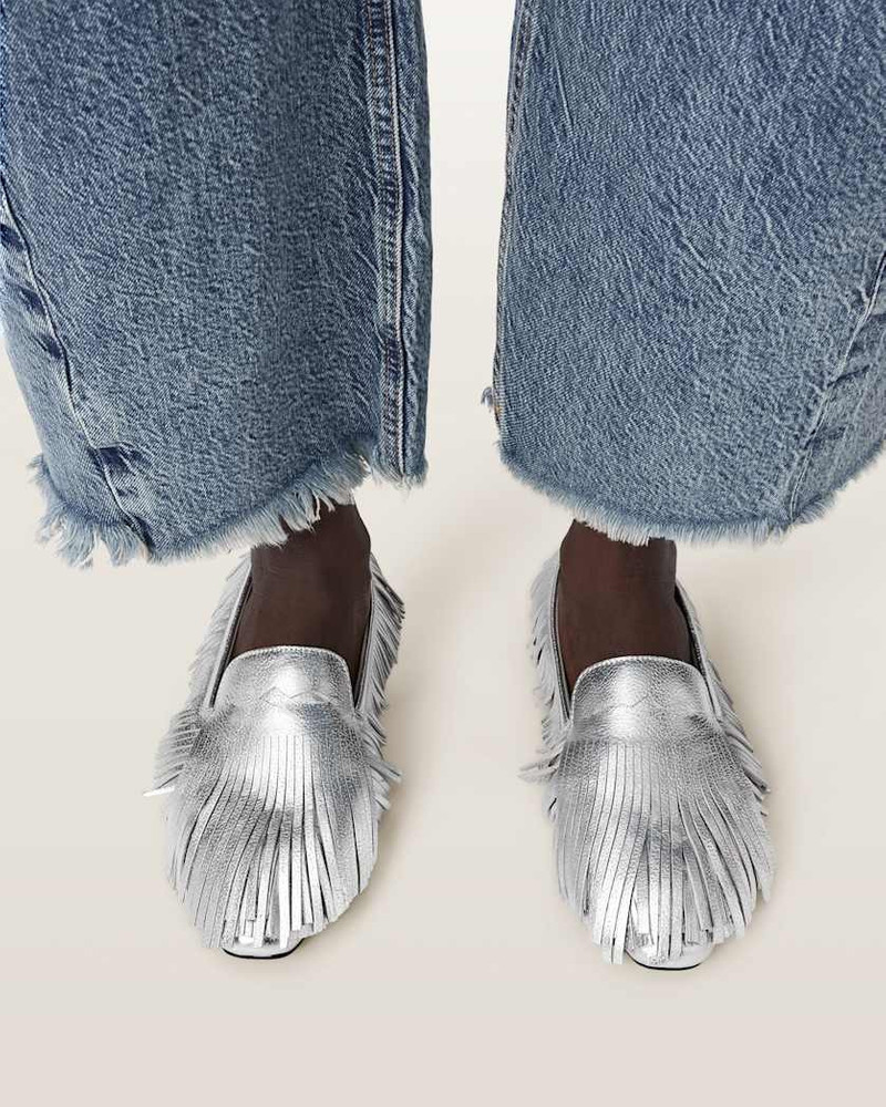 ALLSAINTS SANDY METALLIC FRINGE LOAFERS outlook