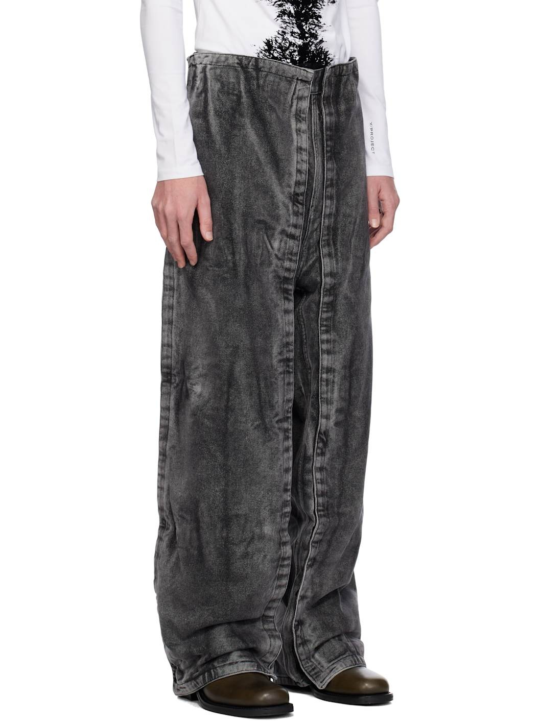 Black Velcro Panel Jeans - 2