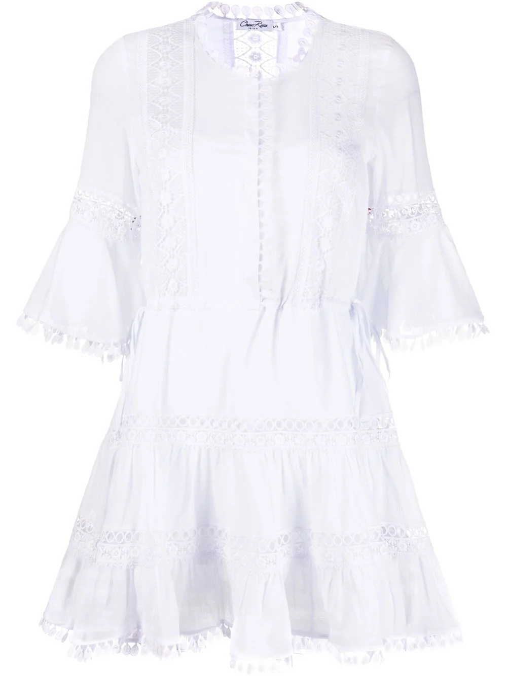 lace-detail cotton shirtdress - 1