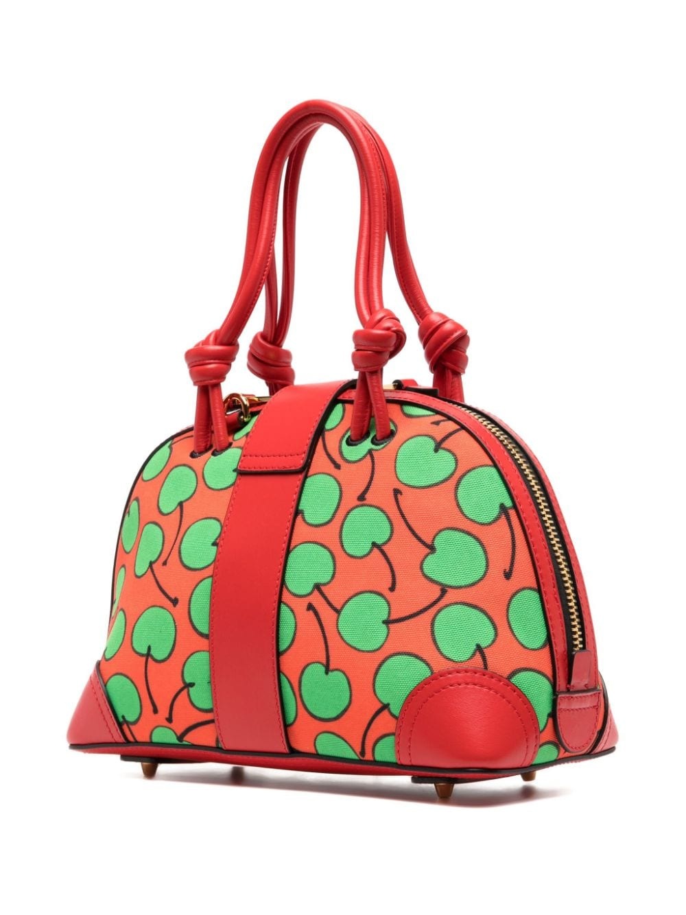 cherry-print leather tote bag - 3