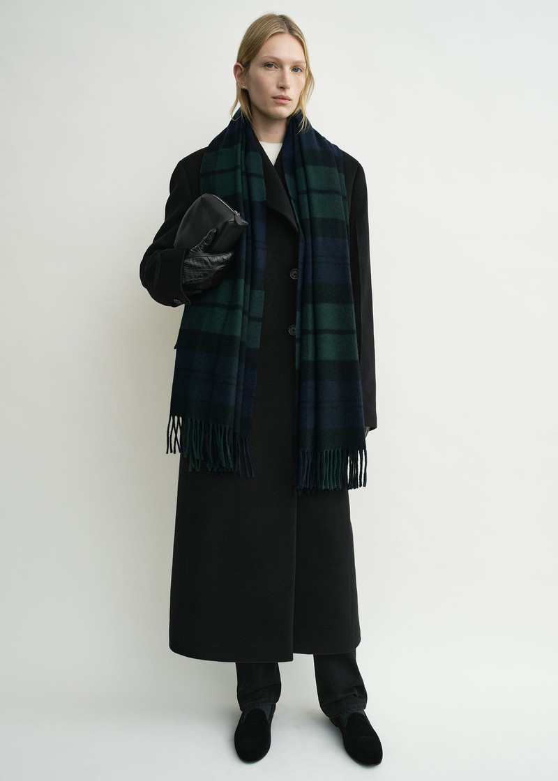 TOTEME Checked cashmere scarf midnight/green outlook