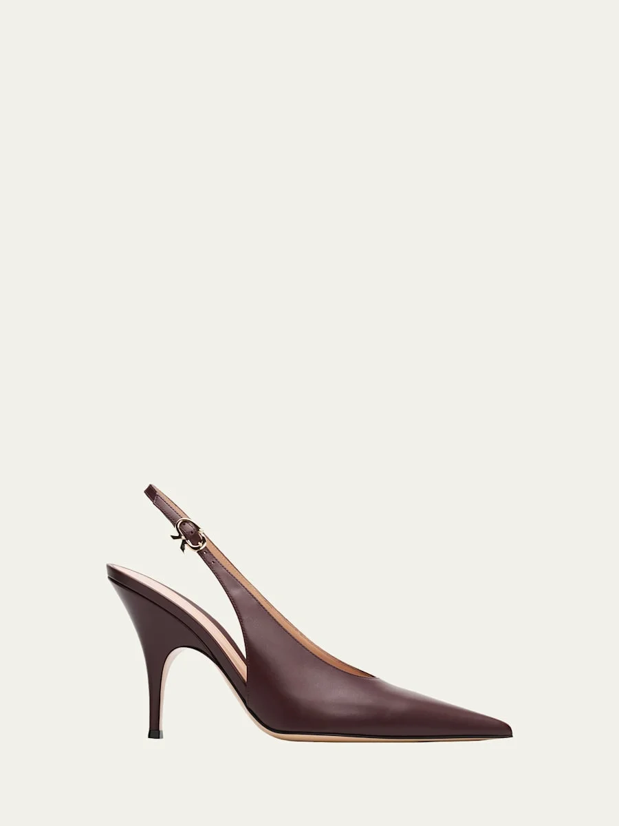 95mm Sofia Leather Slingback Pumps - 1