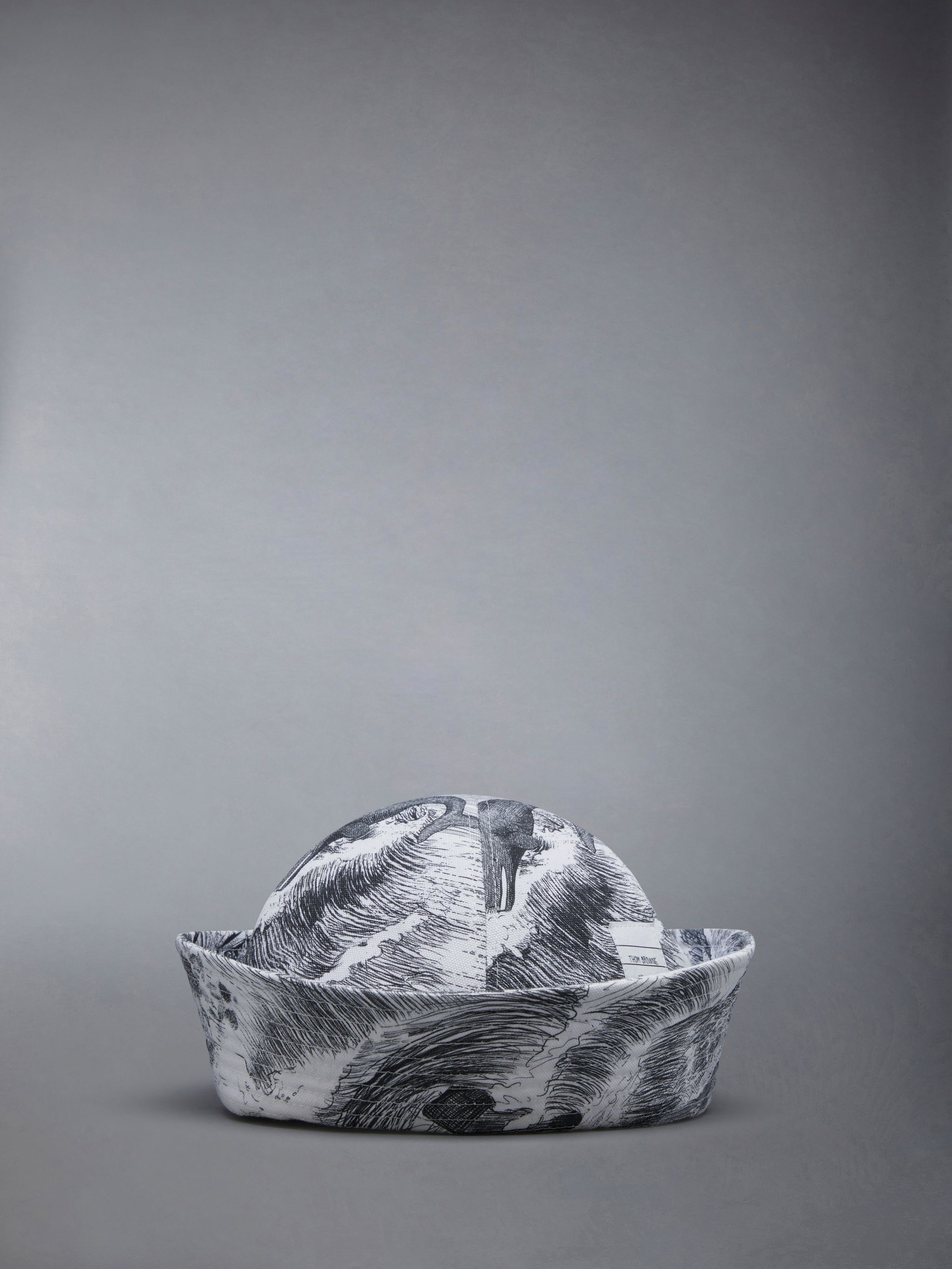 Nautical Toile Canvas Turn Back Bucket Hat - 1