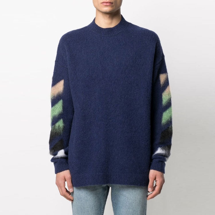 Men's Off-White SS21 Stripe Pattern Intarsia Knit Blue OMHA036R21KNI0014984 - 2