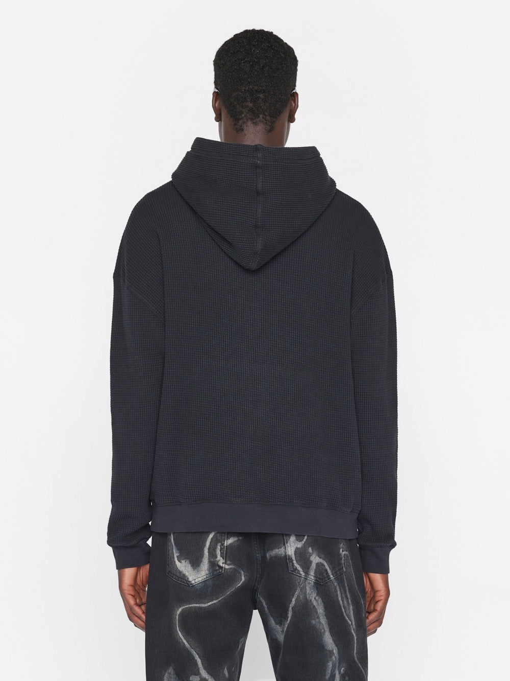 Waffle Textured  Hoodie in Noir - 8