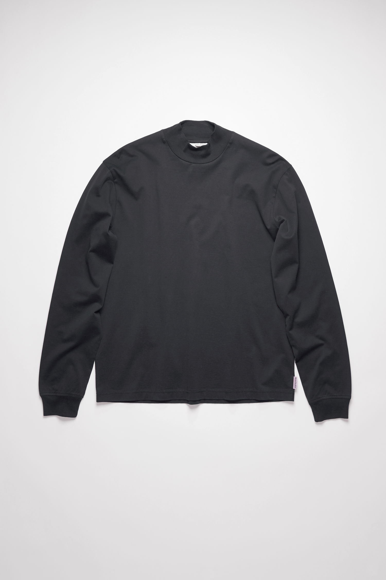 Long sleeved mock neck t-shirt - Black - 1