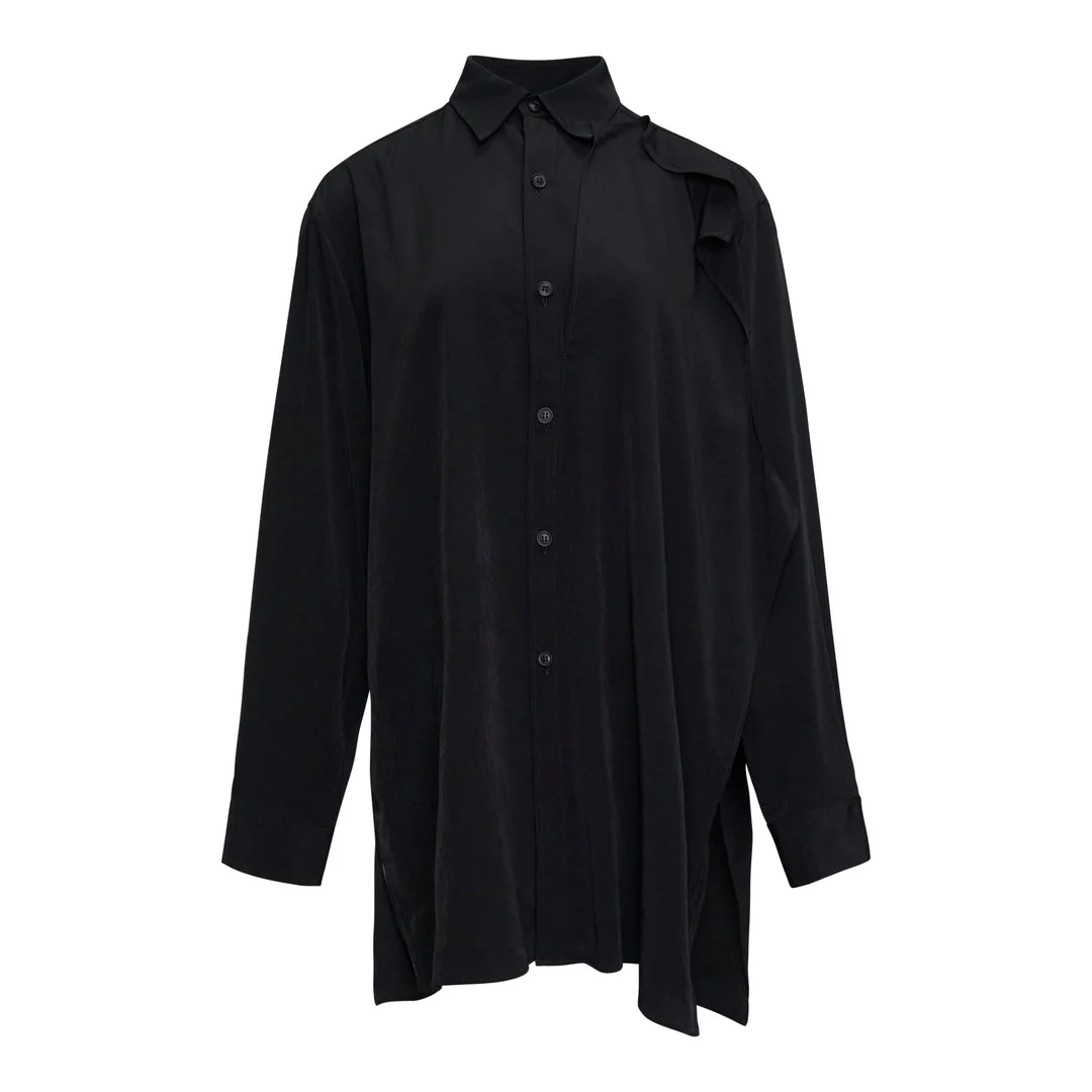 Double Cloth Asymmetric Blouse - 1