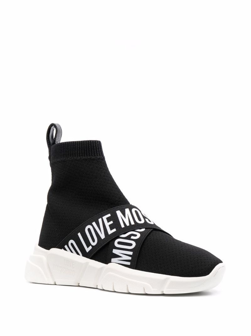logo-print knitted high-top sneakers - 2