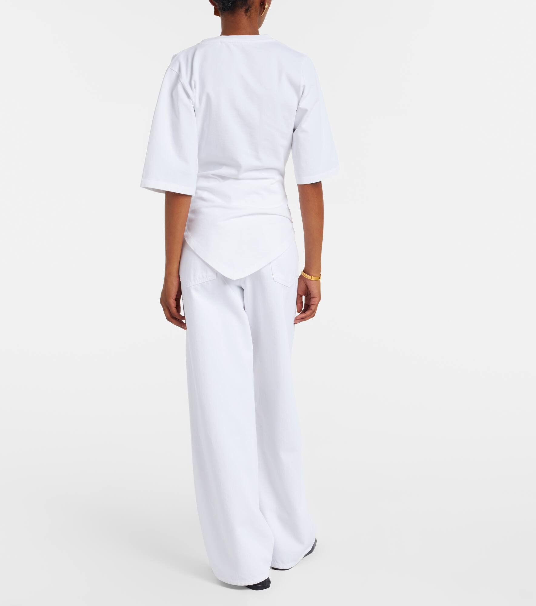 Gathered cotton jersey T-shirt - 3