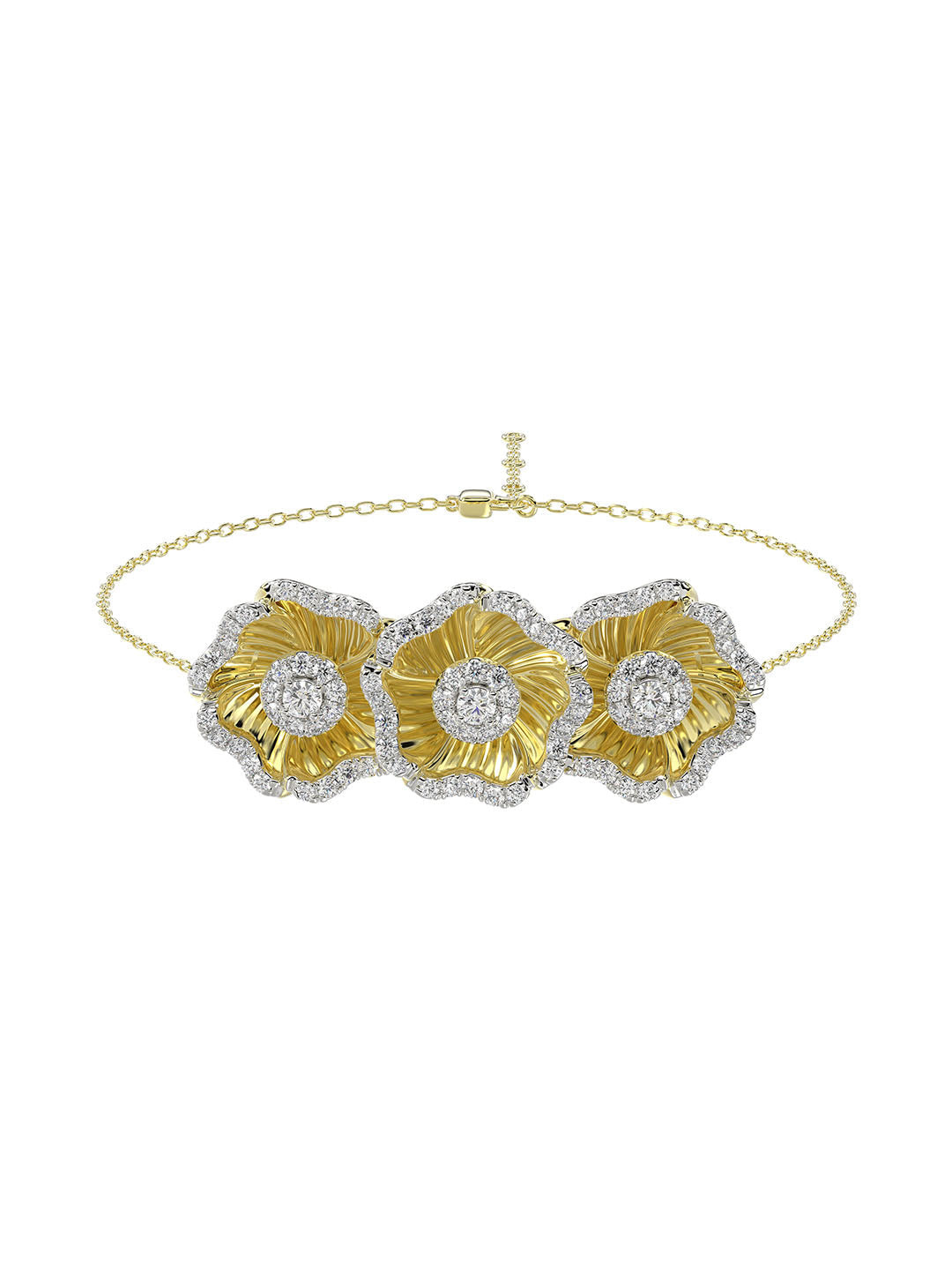 HALO FLOWER YELLOW GOLD BRACELET - 2
