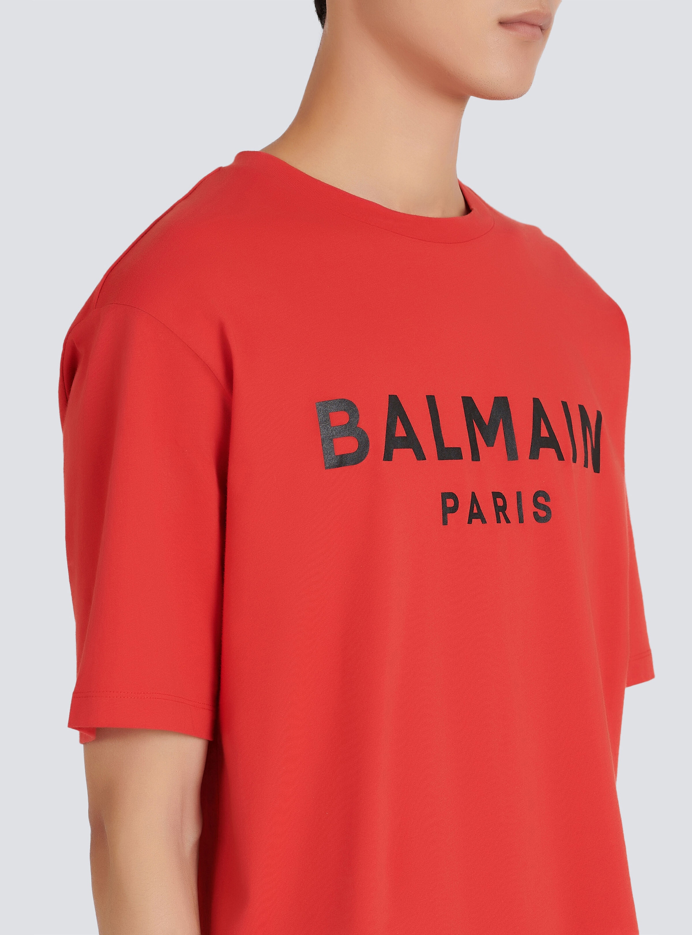 Eco-designed cotton T-shirt with Balmain Paris logo print - 7