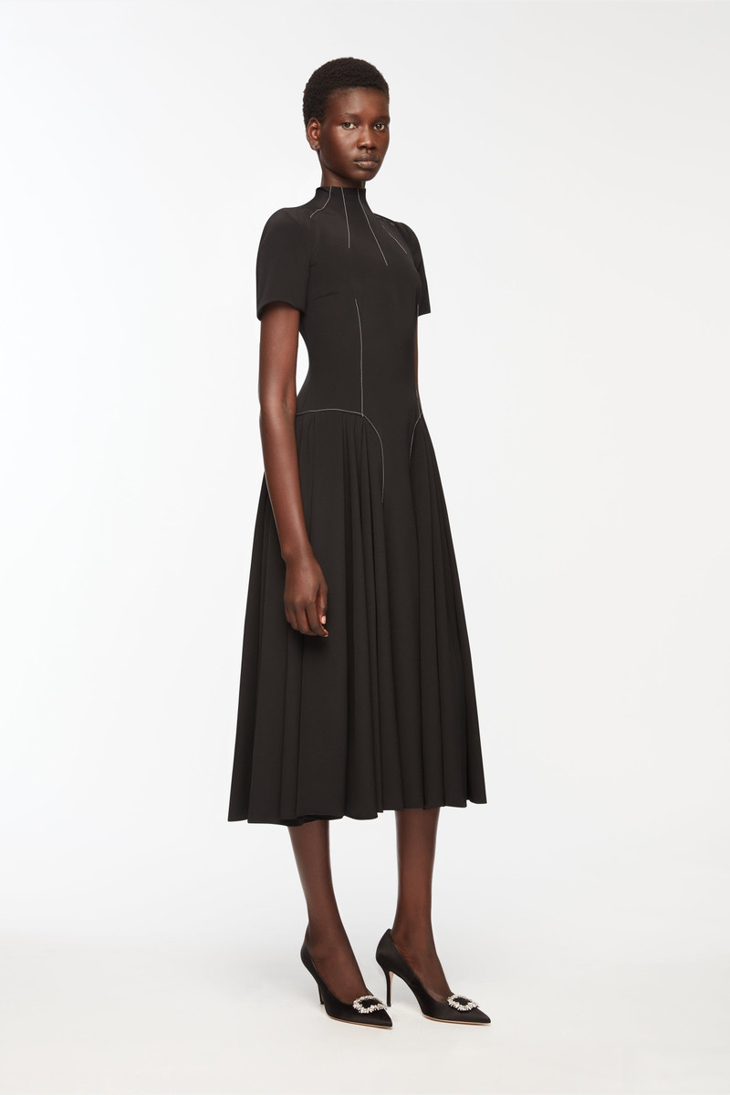 Neptune Dress In Black Silk Crepe De Chine 3