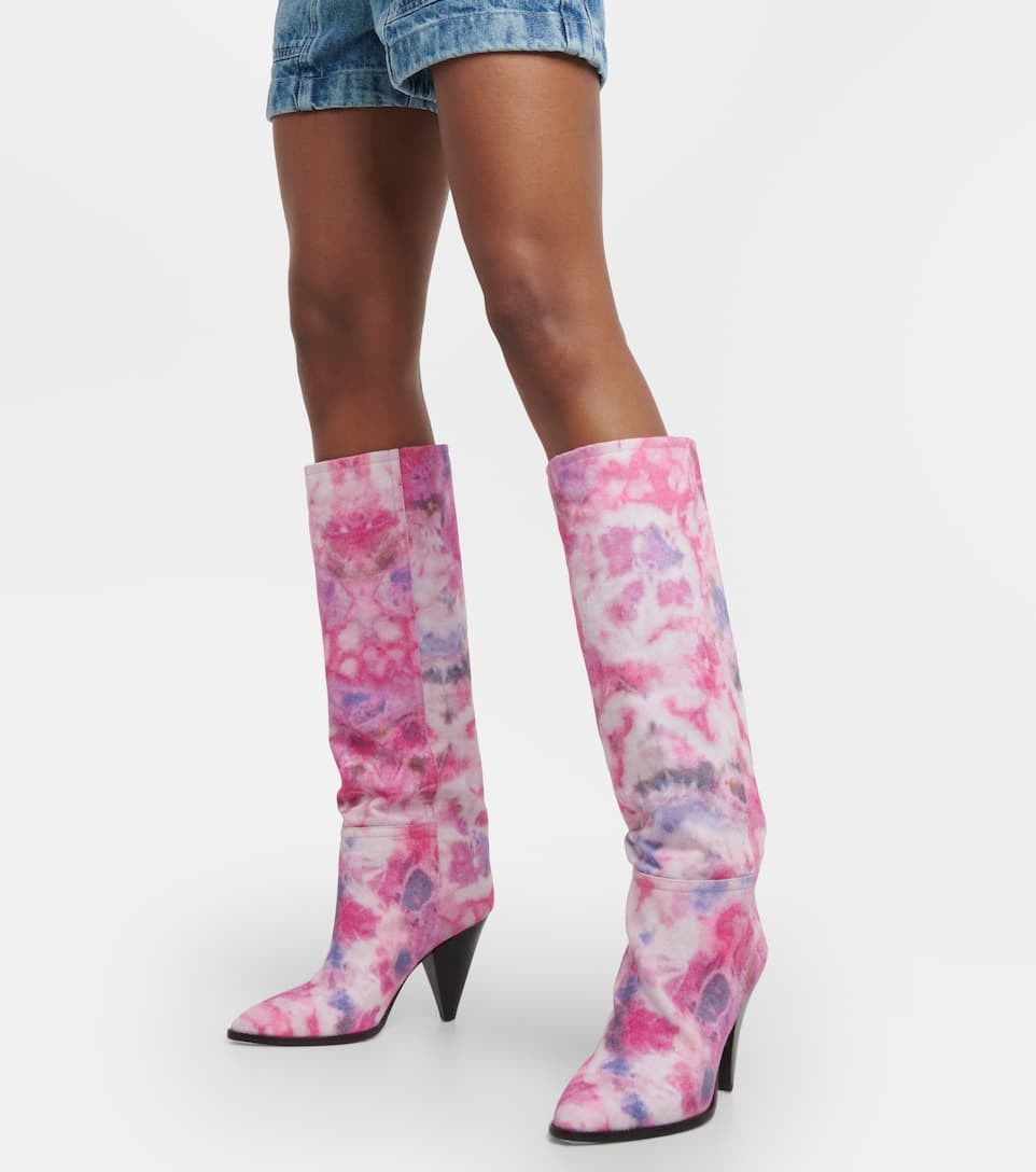 Ririo printed leather knee-high boots - 4