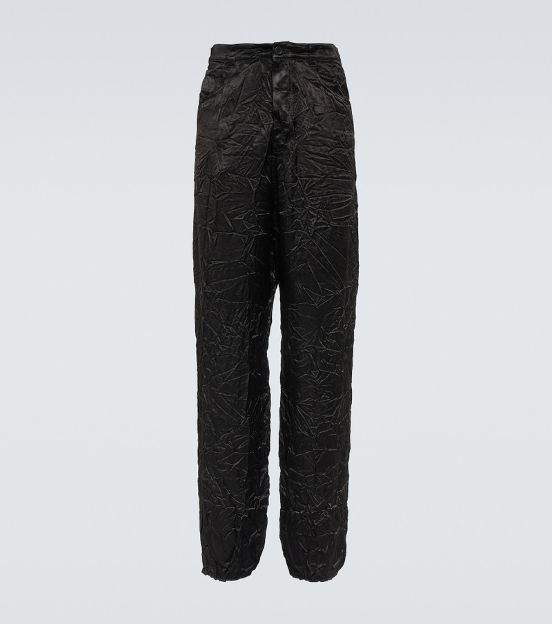 Wide-leg crinkled satin pants - 1