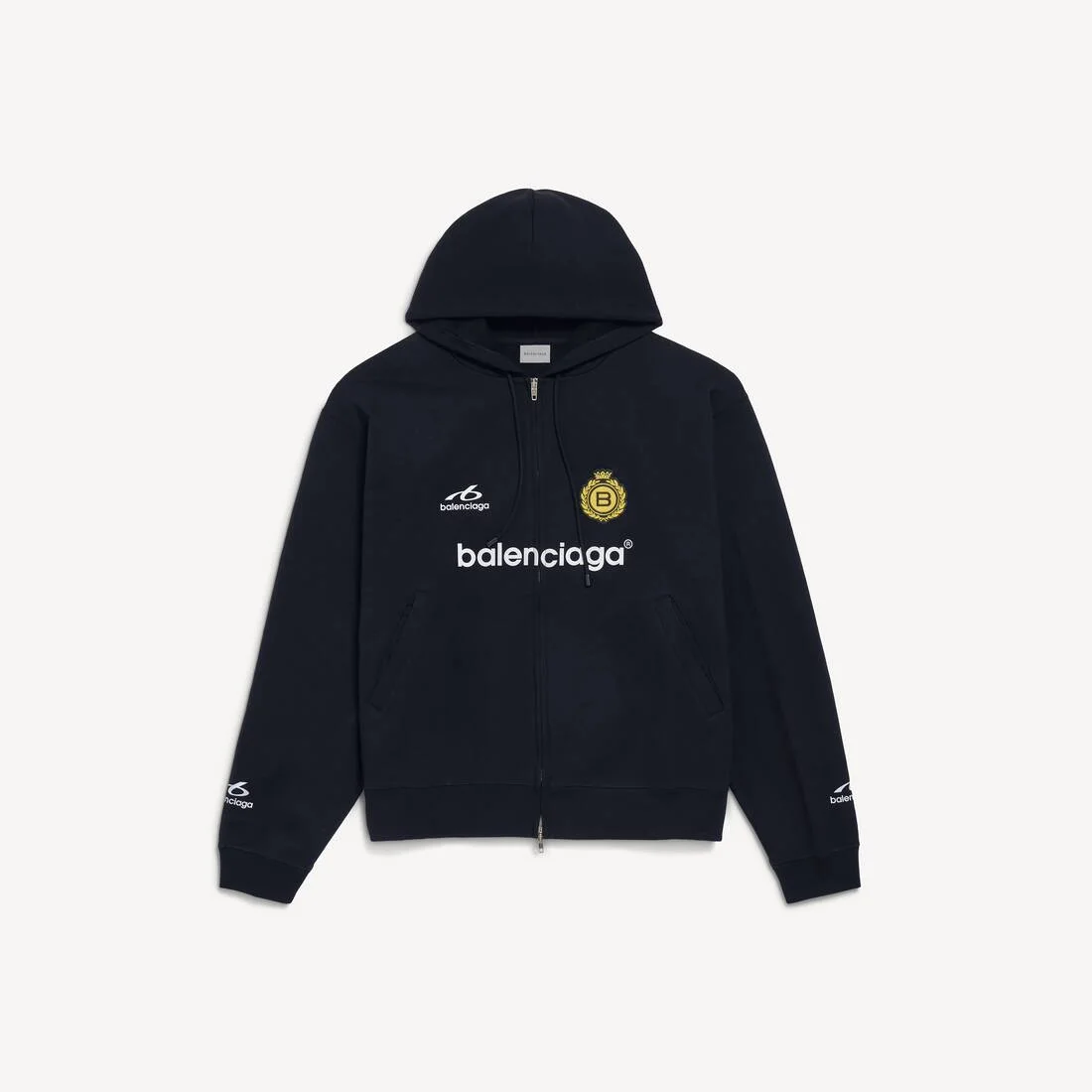 Men's Soccer Oversized Zip-up Hoodie in Black - 1