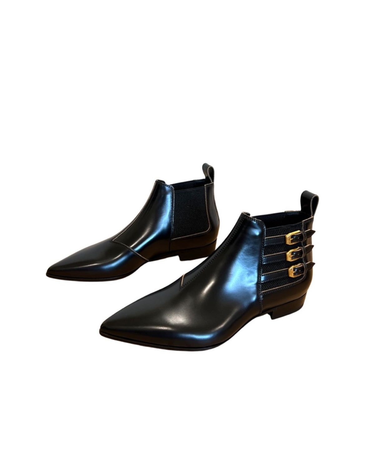 Gucci Buckle Pointed Toe Leather Ankle Boots - 4