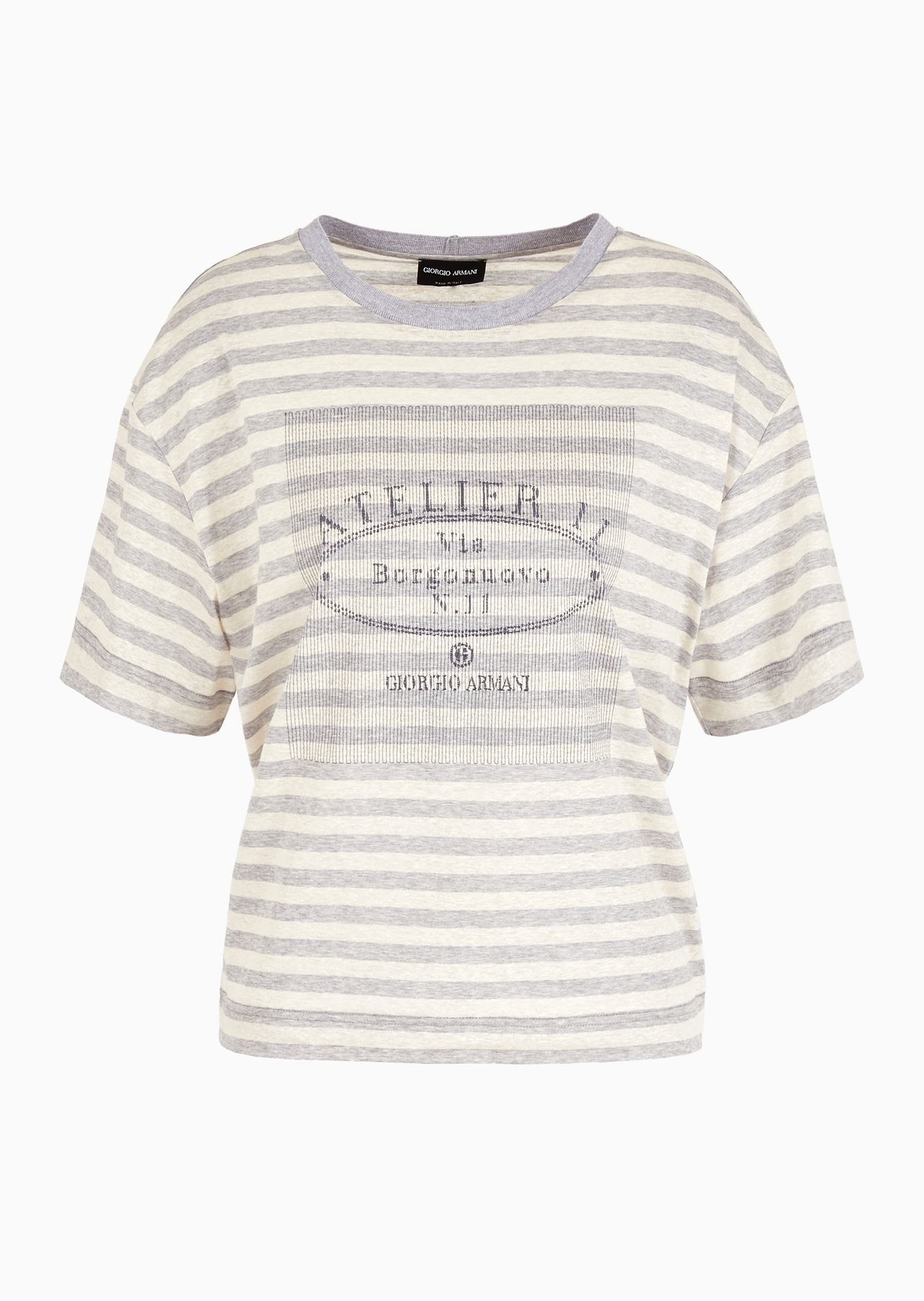 Atelier 11 striped cotton-linen jersey T-shirt - 1