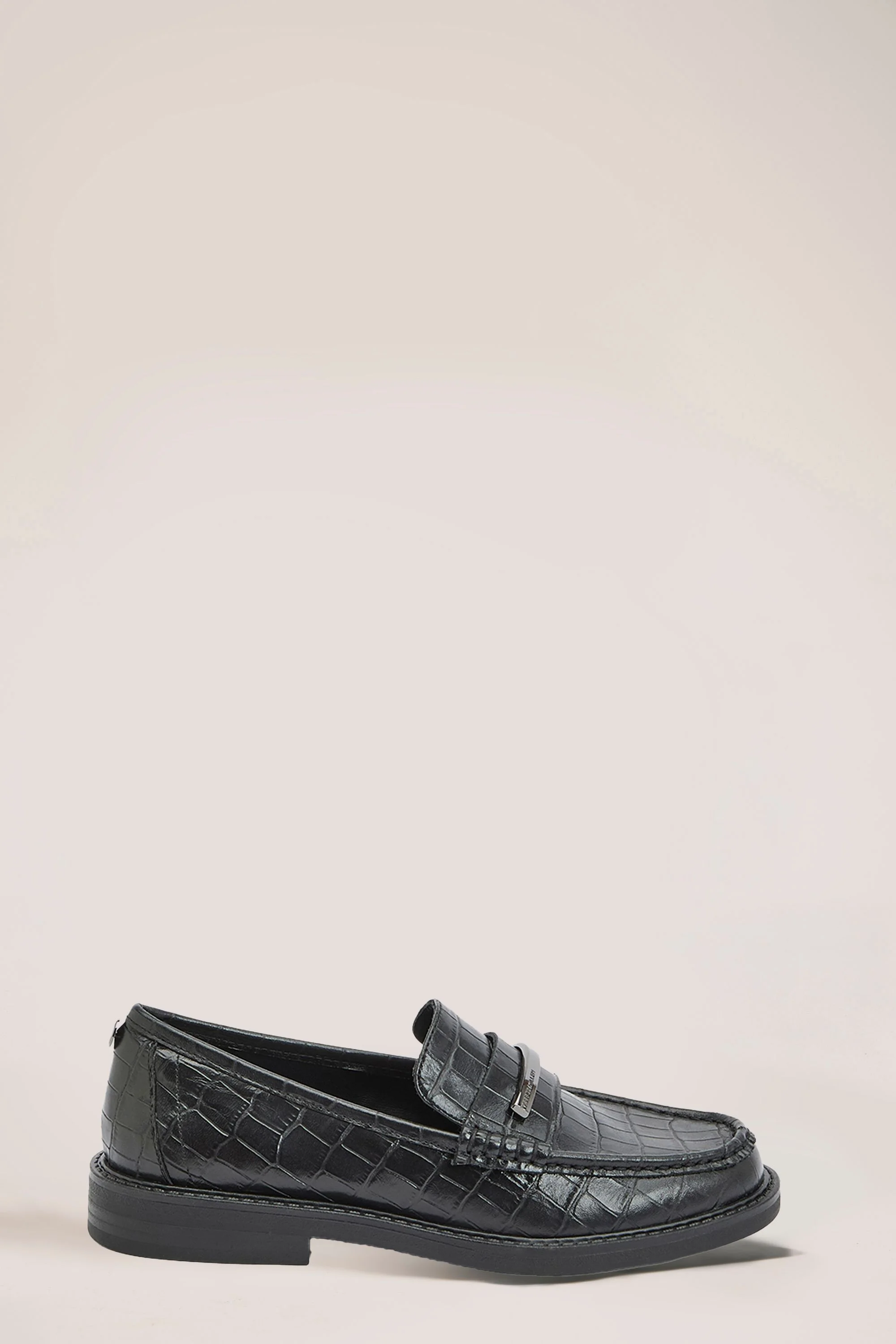 Lara Leather Embossed Croc Loafers - 1