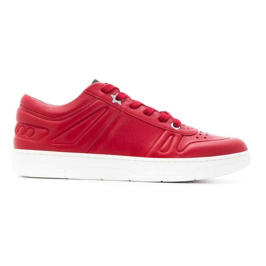 Jimmy Choo Men's Hawaii/M Red Calf Leather Trainers - 1