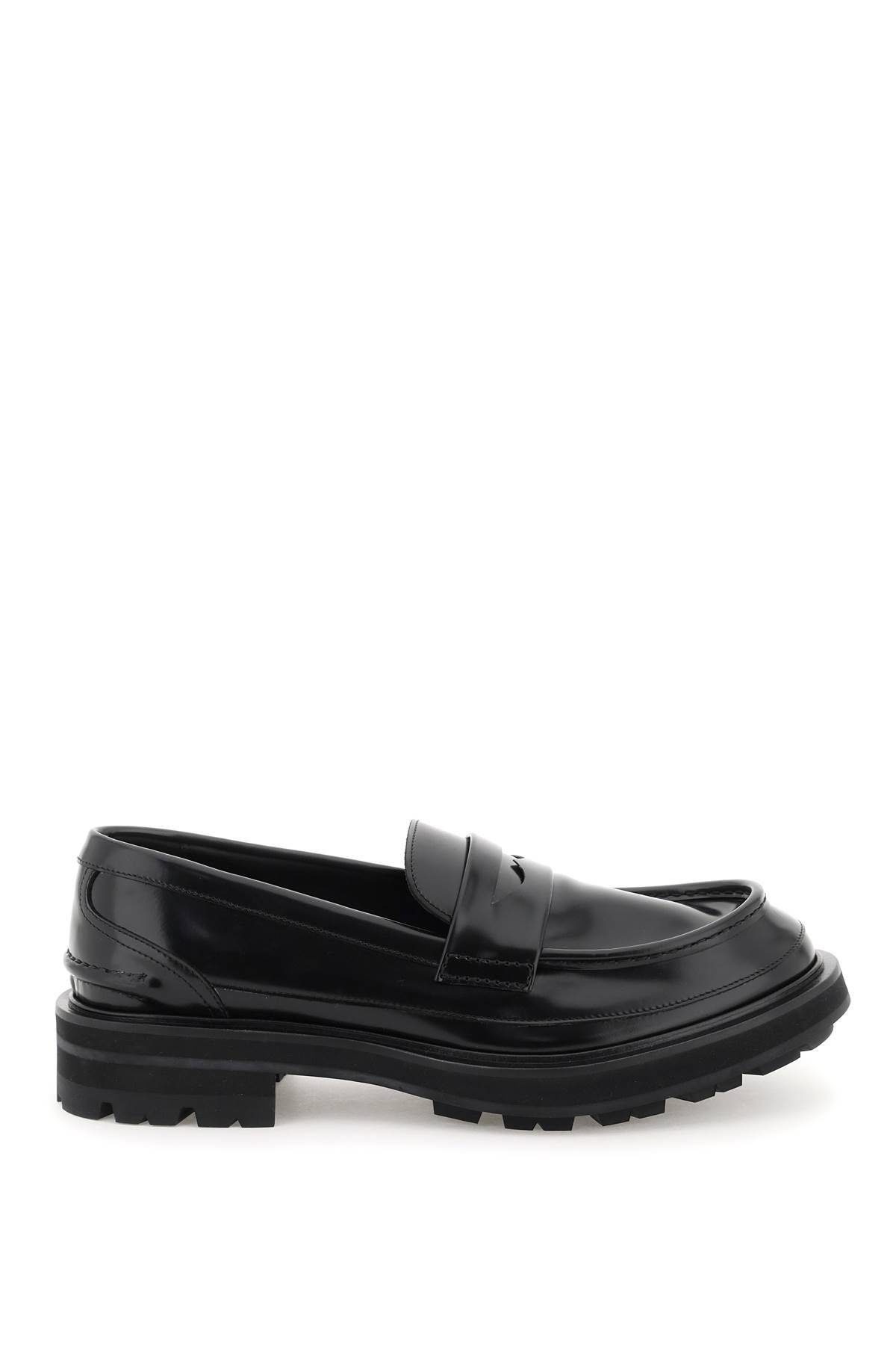 BRUSHED LEATHER PENNY LOAFERS - 1
