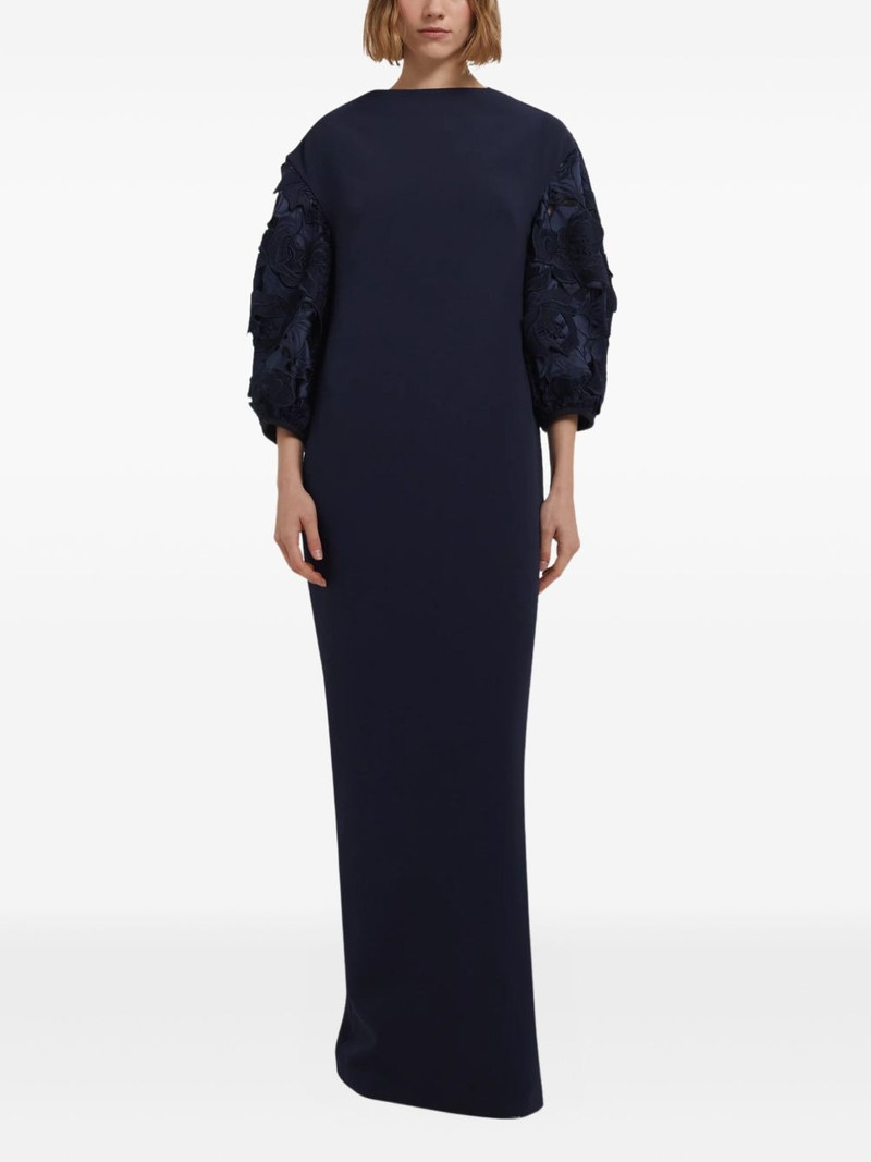 Safiyaa floral-embellished balloon-sleeve gown outlook
