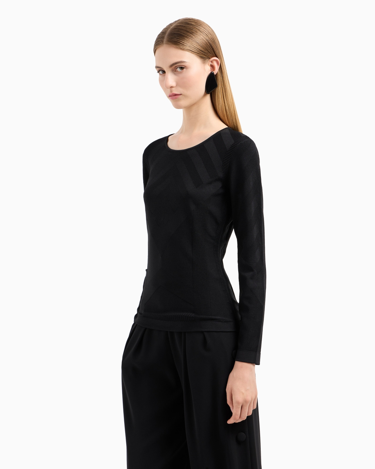 Viscose blend jumper with ribbing and plated knit - 2