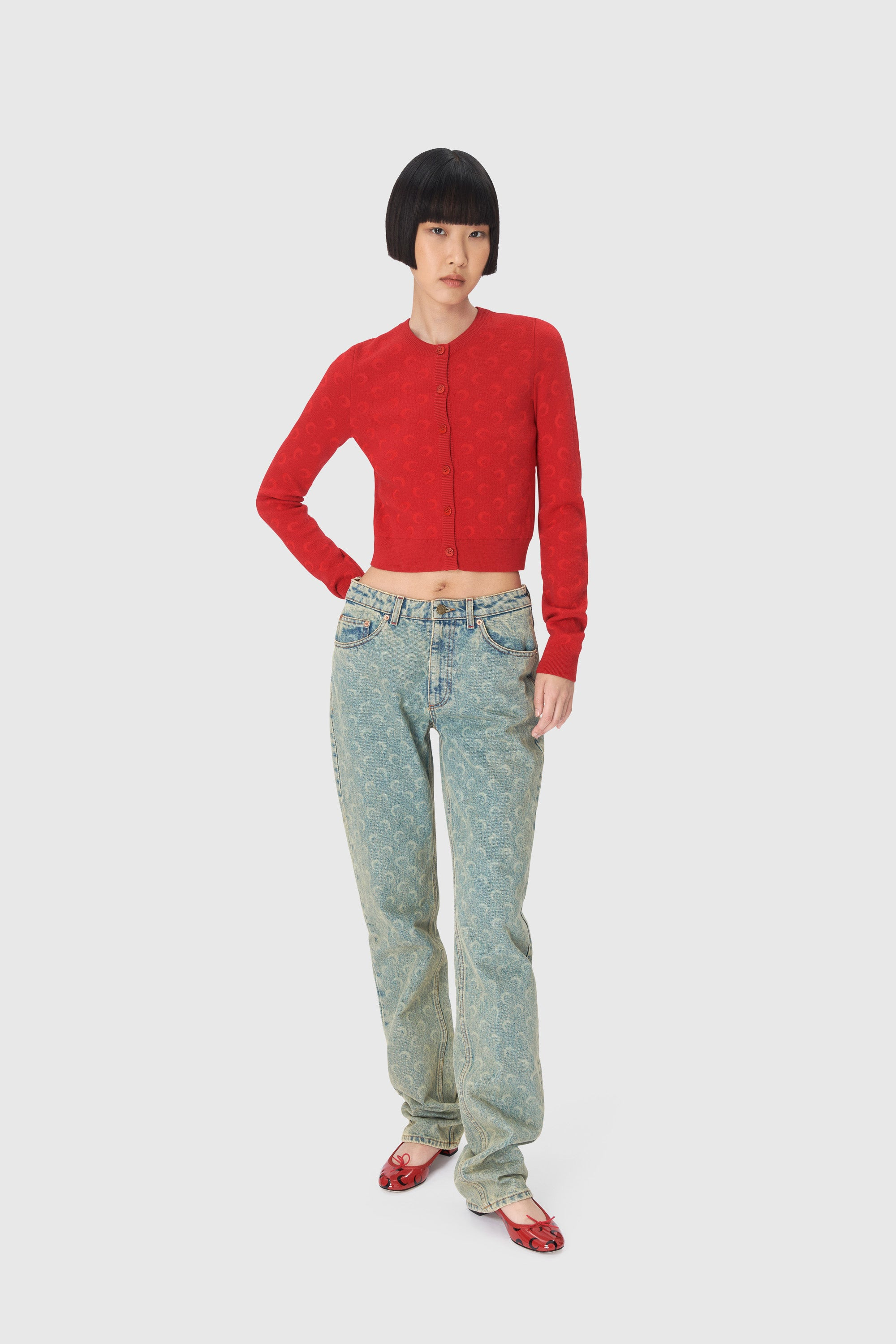 Moon Jacquard Knit Fitted Cardigan - 2