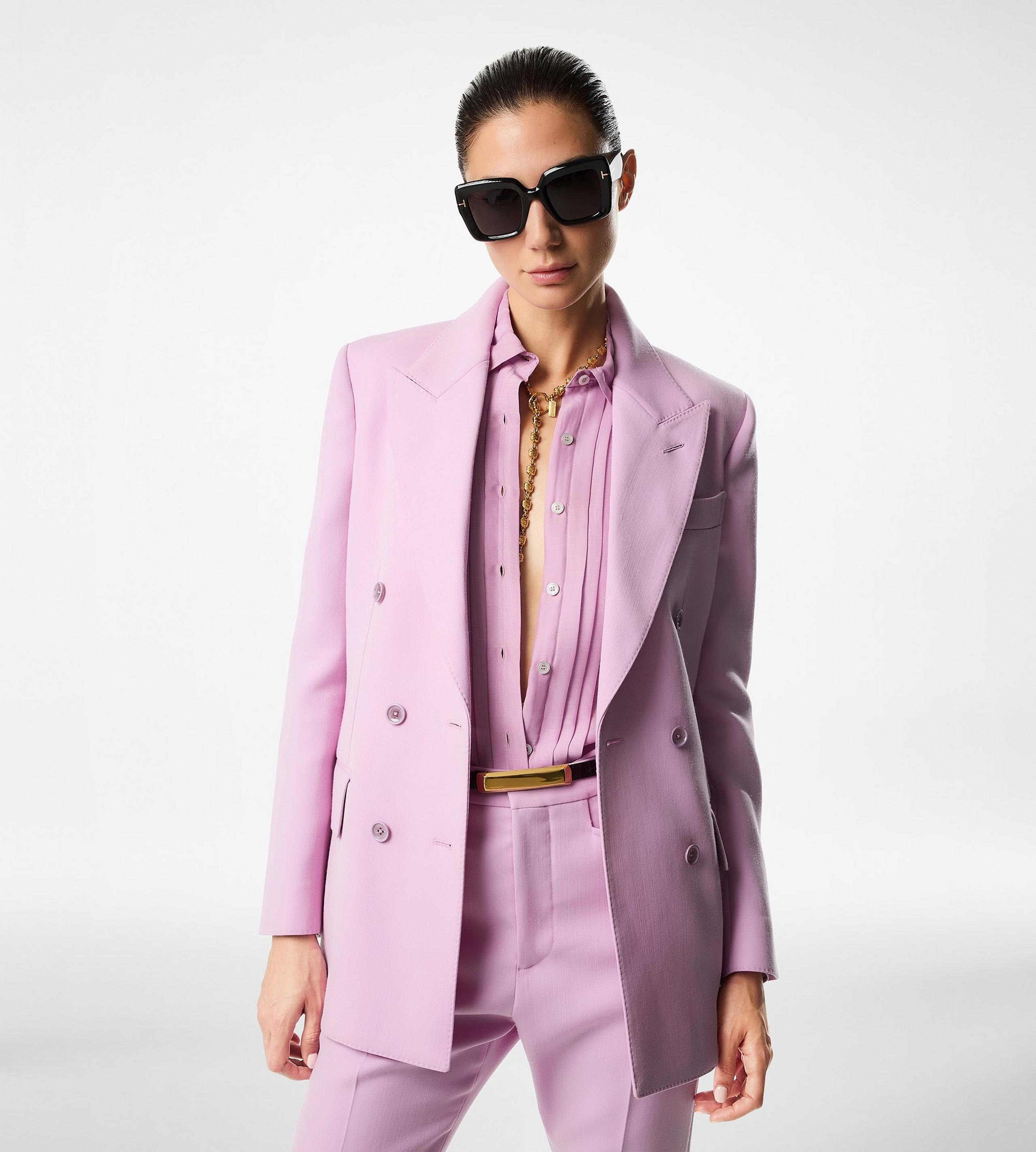 WOOL AND SILK BLEND TWILL "WALLIS" DOUBLE BREASTED JACKET - 2