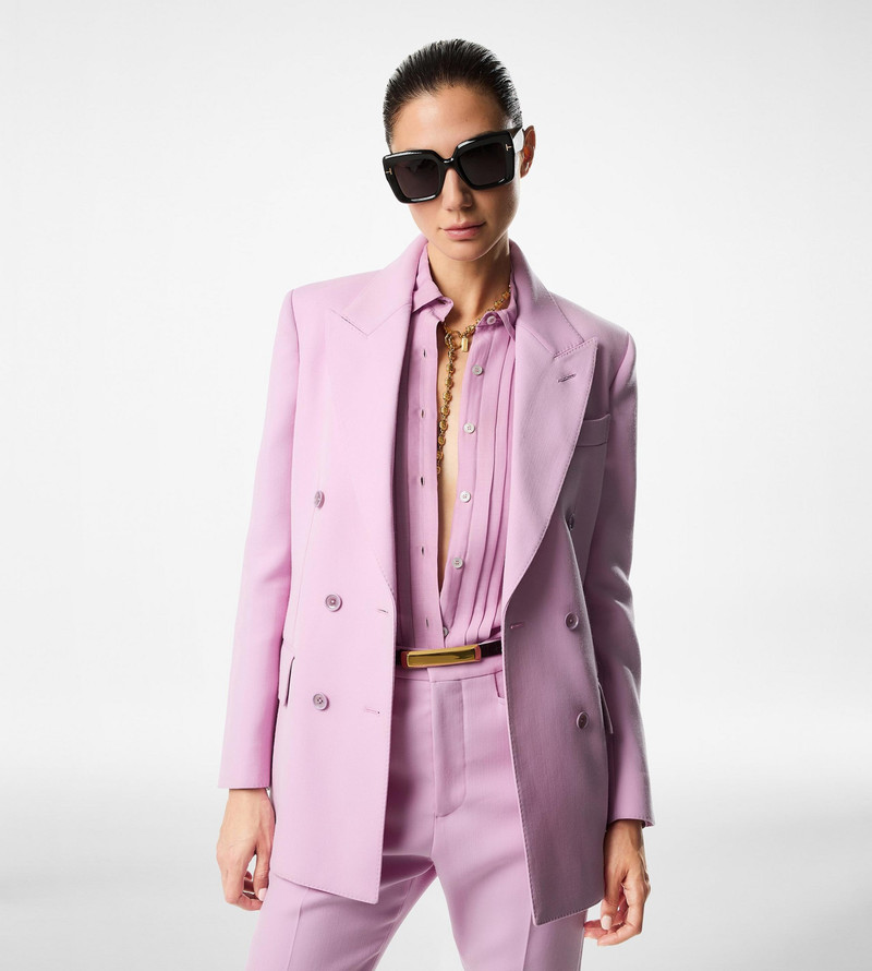 TOM FORD WOOL AND SILK BLEND TWILL "WALLIS" DOUBLE BREASTED JACKET outlook