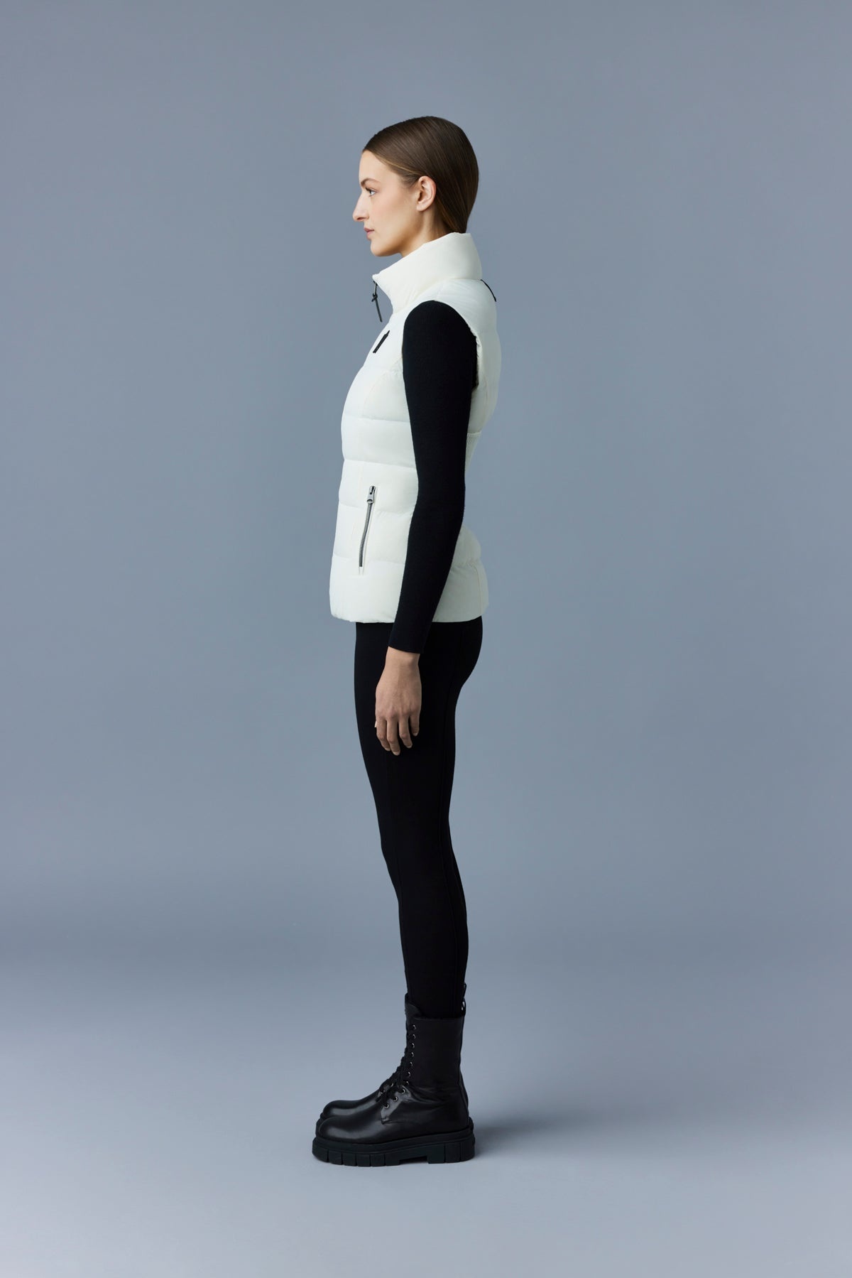 GISELA Stretch light down vest with stand collar - 3