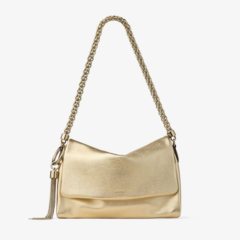 Callie Flap Gold Metallic Leather Shoulder Bag 1