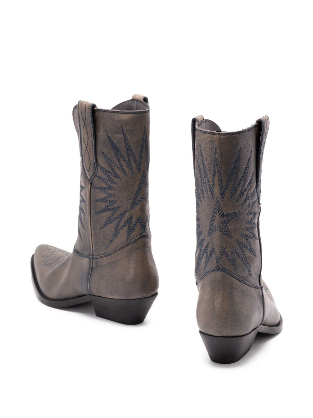 star-embroidered leather boots - 5