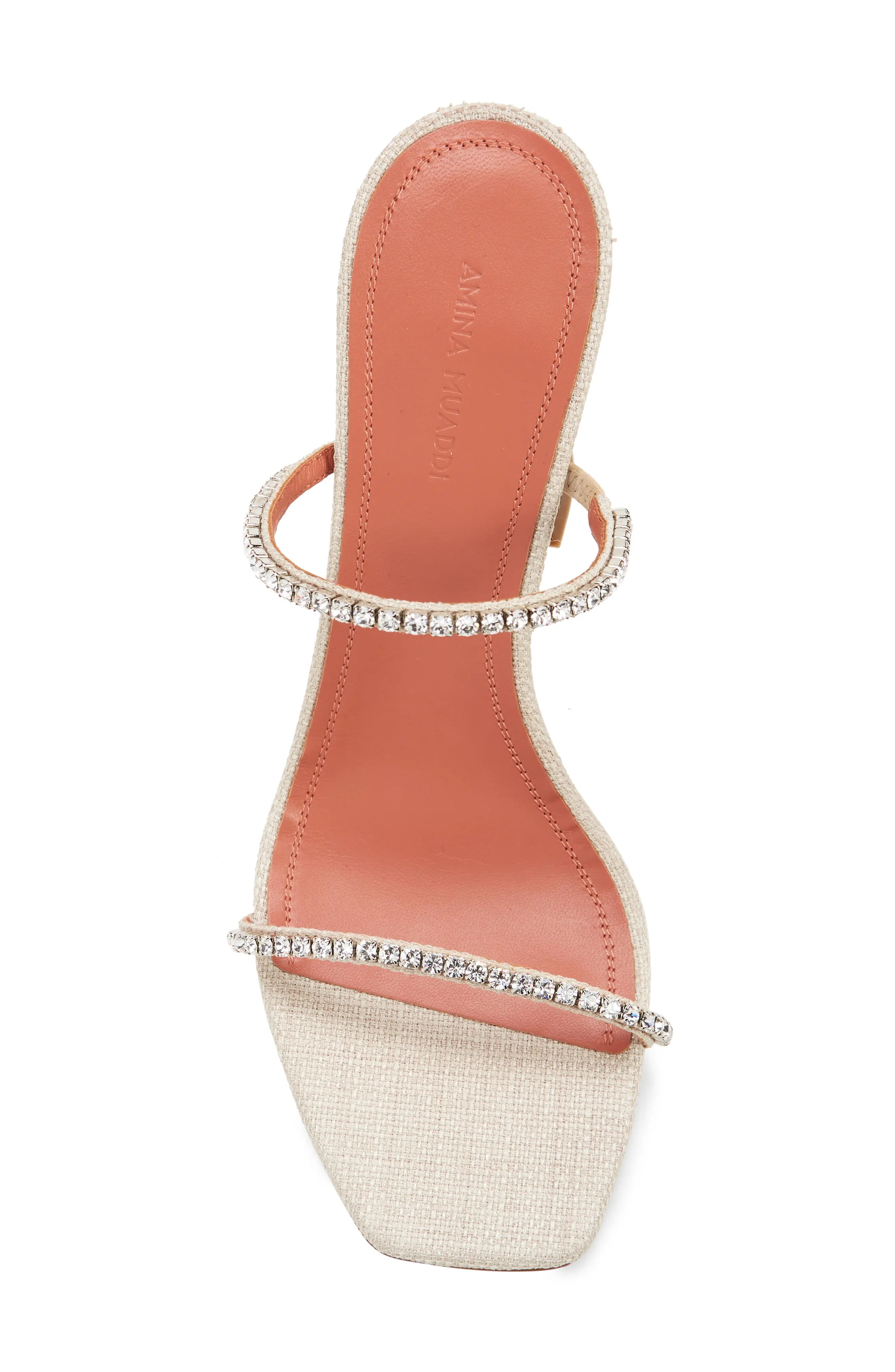 Gilda Crystal Strap Slide Sandal in Beige/Crystal - 5