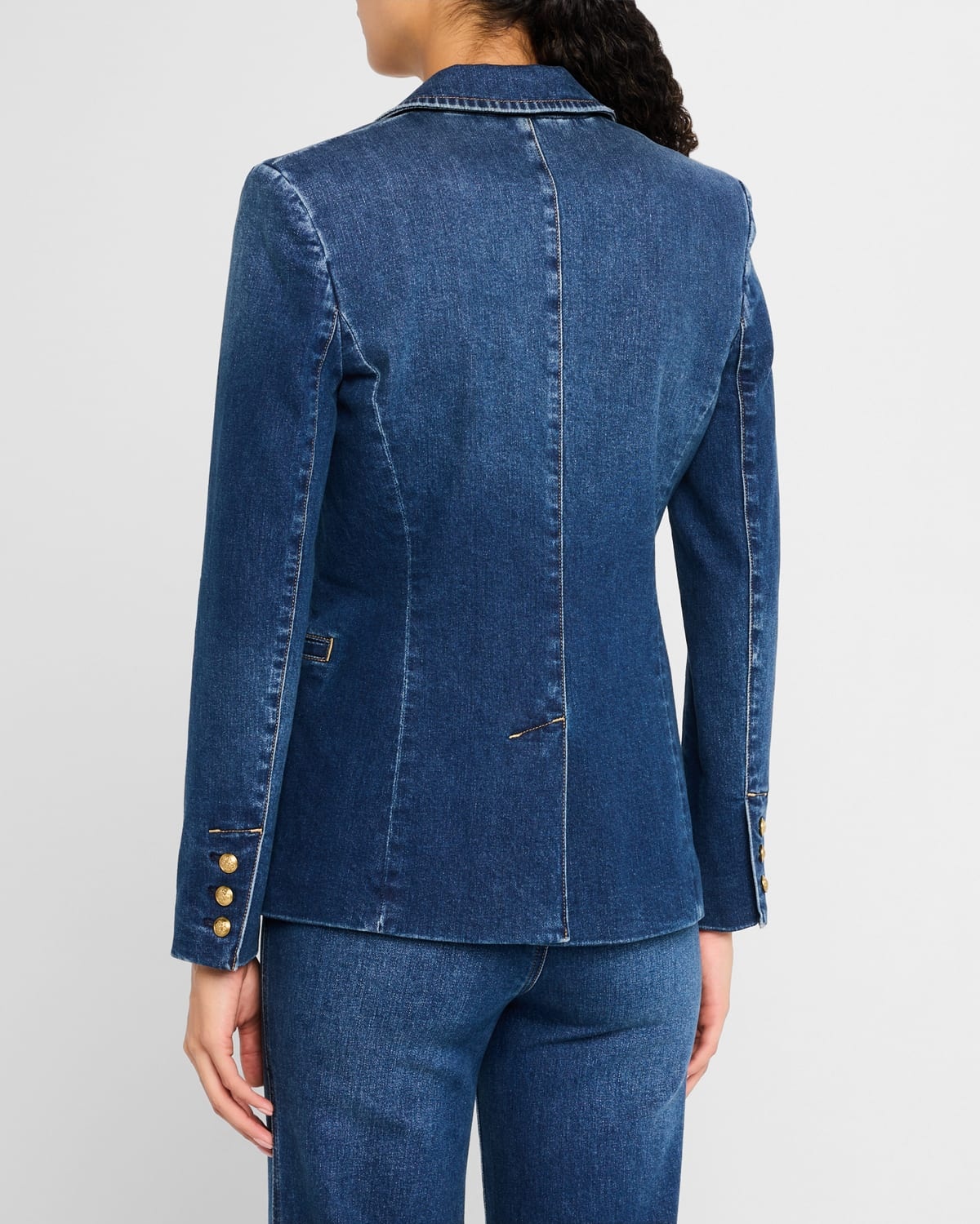 Macey Denim Notch-Collar Fitted Blazer - 3