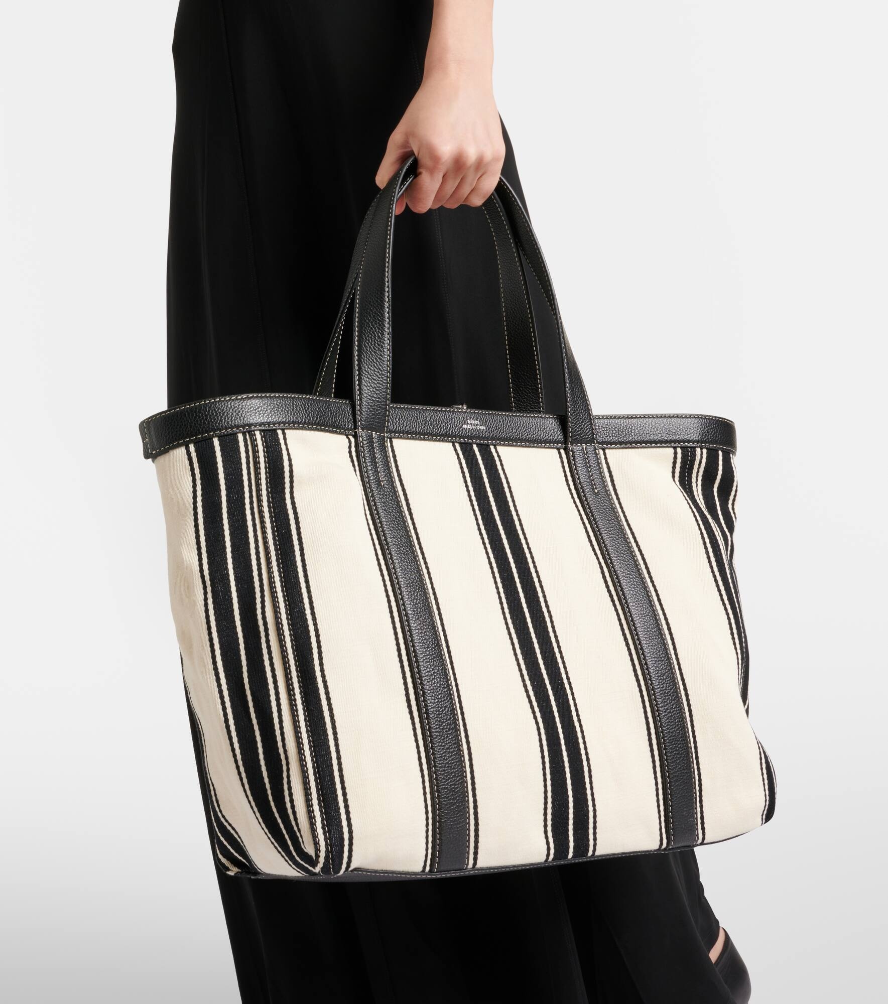 Striped jacquard canvas tote bag - 6