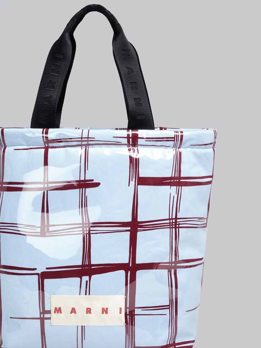 BLUE CHECKED TOTE WITH CLEAR WRAP - 5