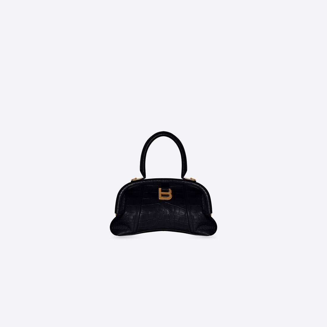 Women's Editor Small Bag Crocodile Embossed in Black - 1