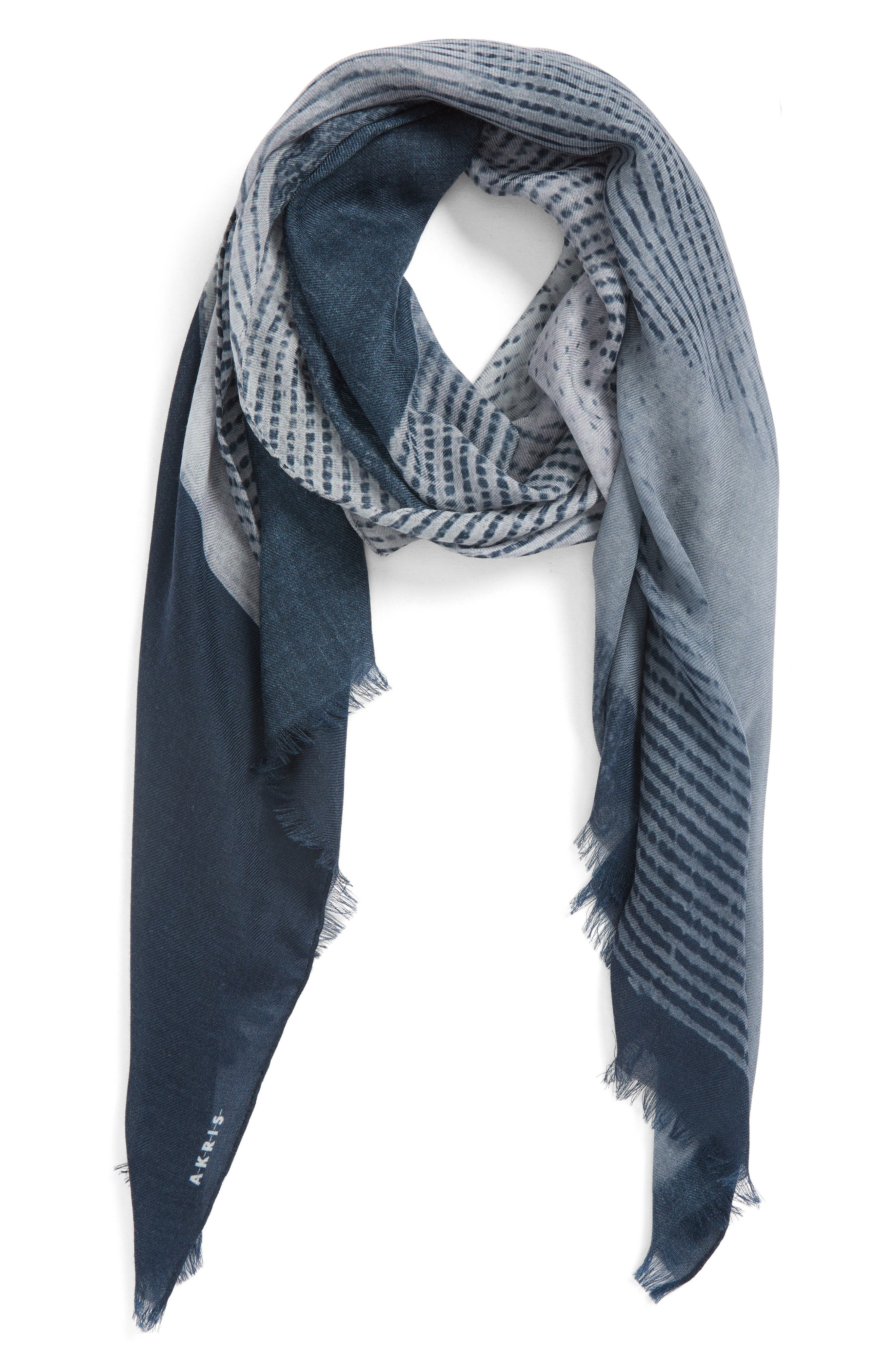 Akris Zigzag Cashmere Scarf in Denim Blue at Nordstrom - 3