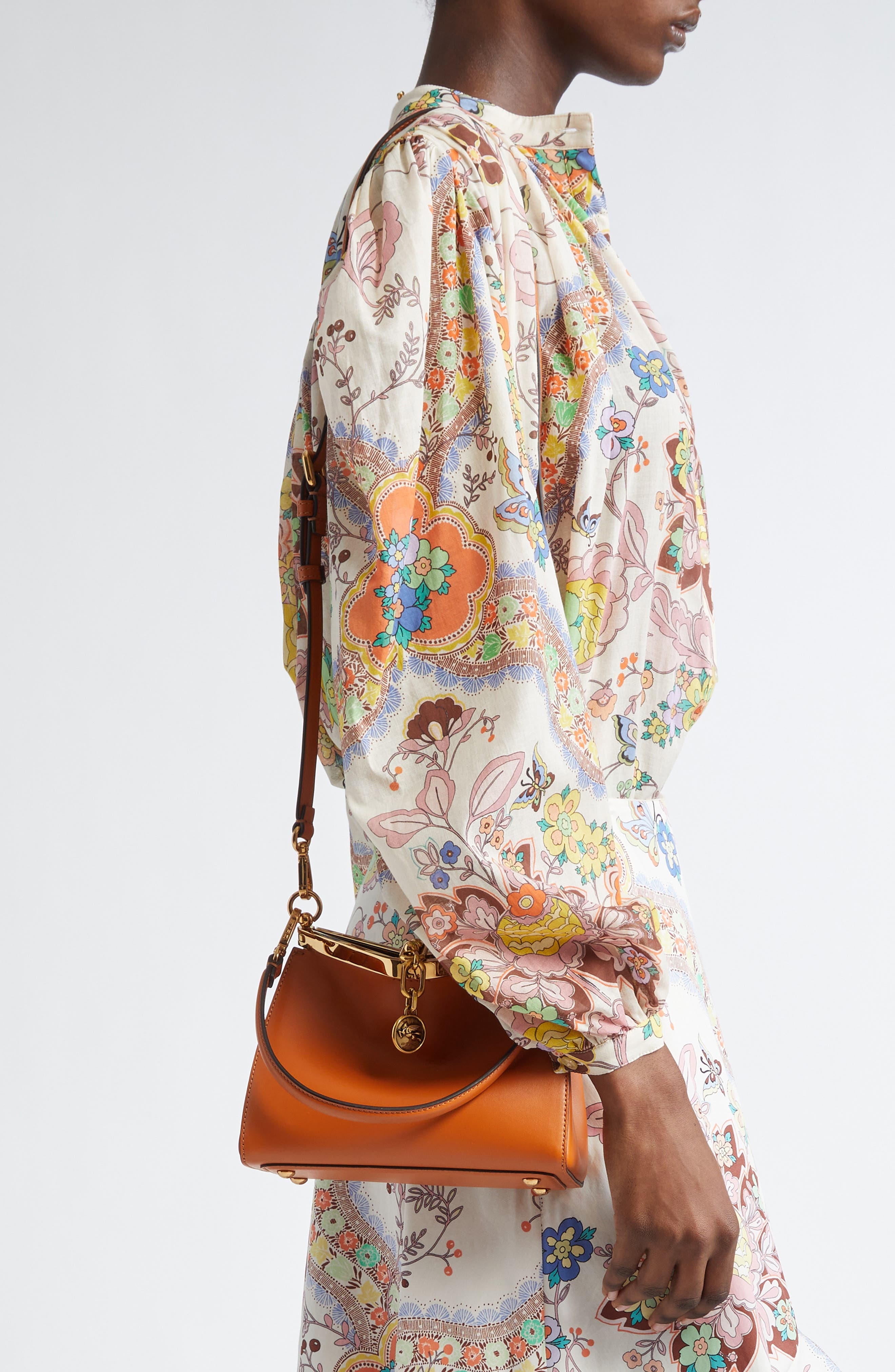 Etro Small Vela Leather Shoulder Bag in Arancione at Nordstrom - 2