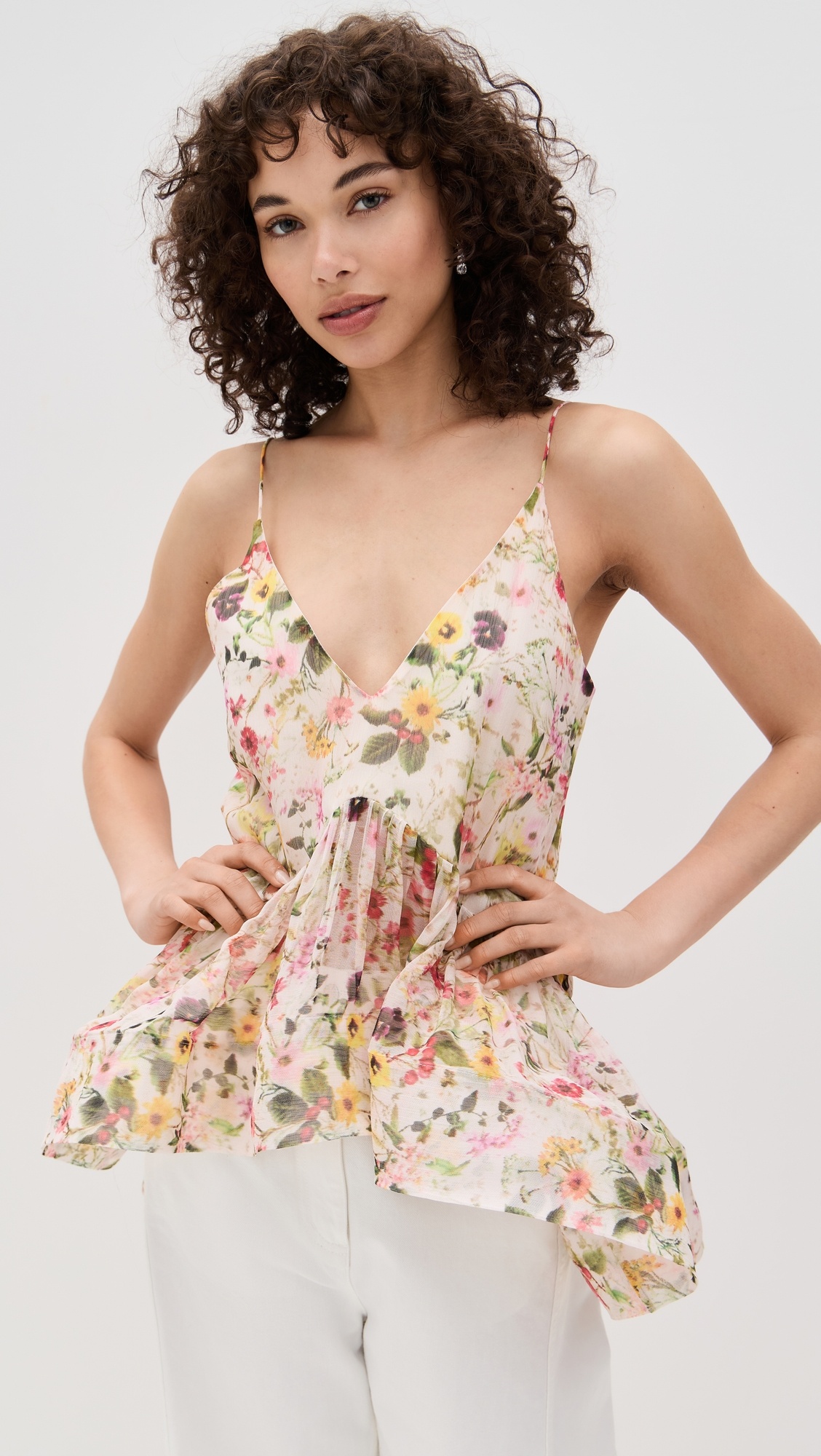 Printed Chiffon Strappy Top - 1