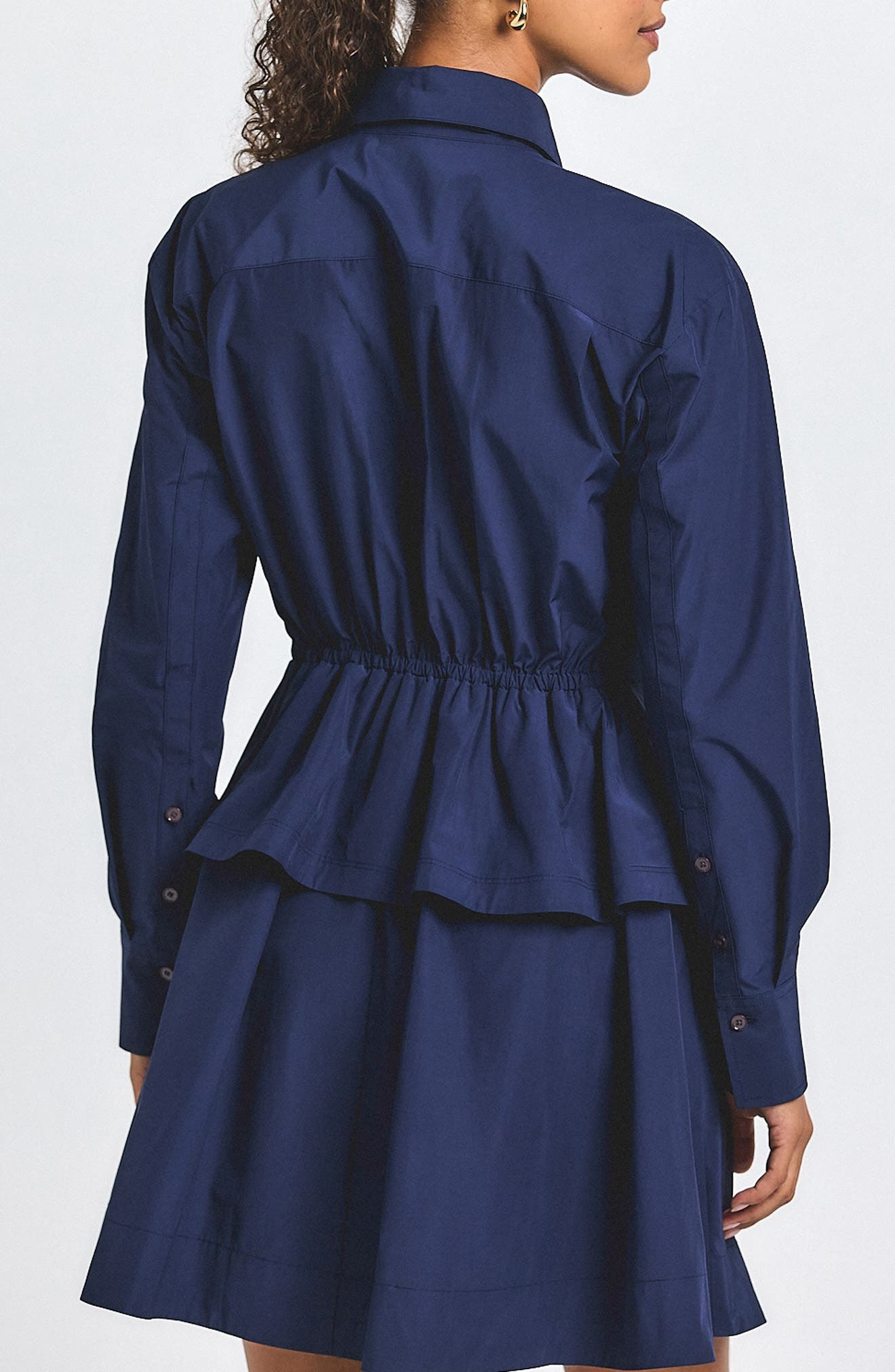 Derek Lam 10 Crosby Azure Woven Peplum Shirt in Navy at Nordstrom - 2