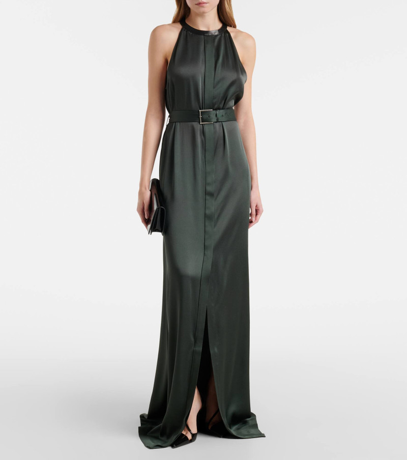 TOM FORD Belted satin crêpe halterneck gown outlook