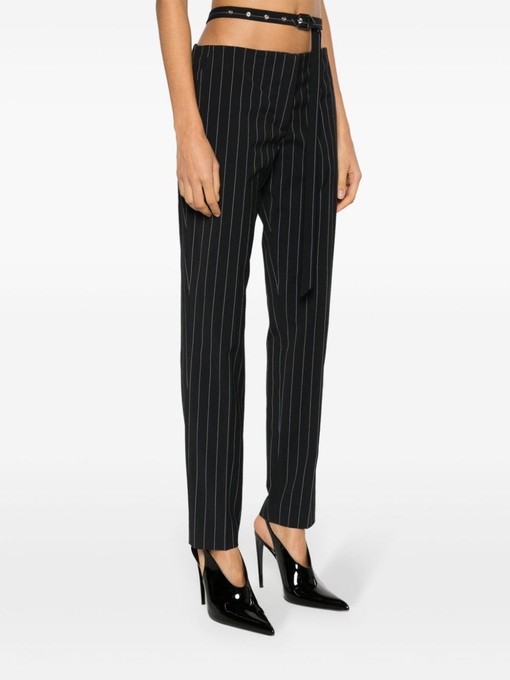 cut-out pinstriped tailored trousers - 3