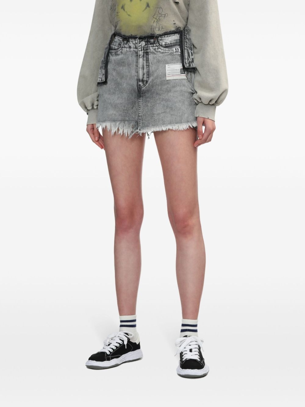 high-rise denim mini skort - 3