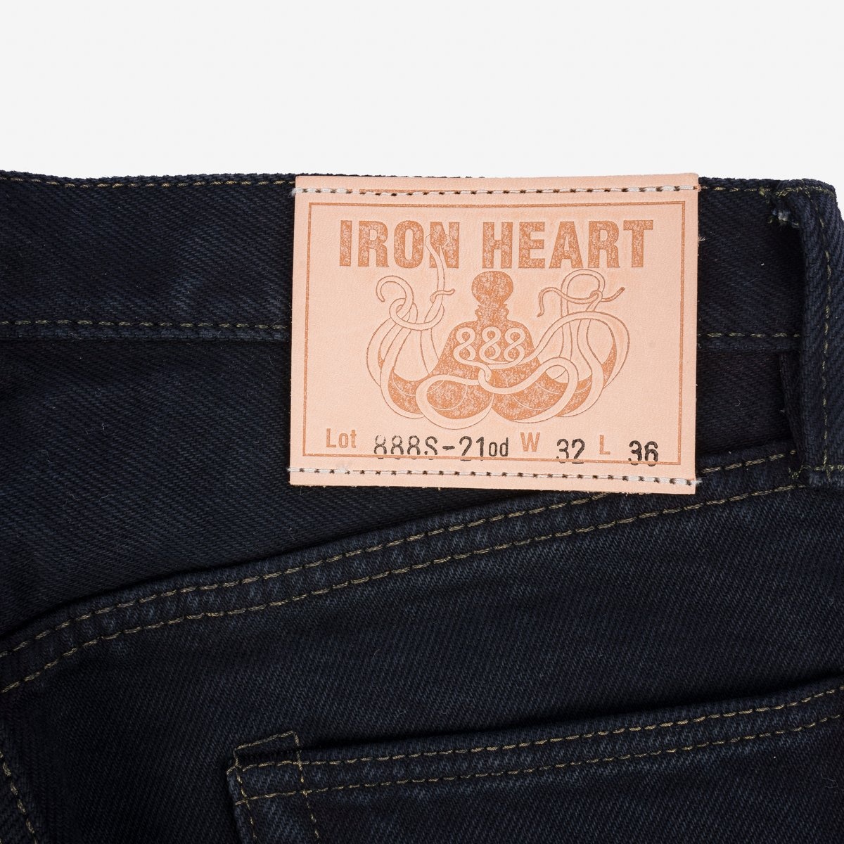 IH-888s-21od 21oz Selvedge Denim Medium/High Rise Tapered Cut Jeans Indigo Overdyed Black - 4