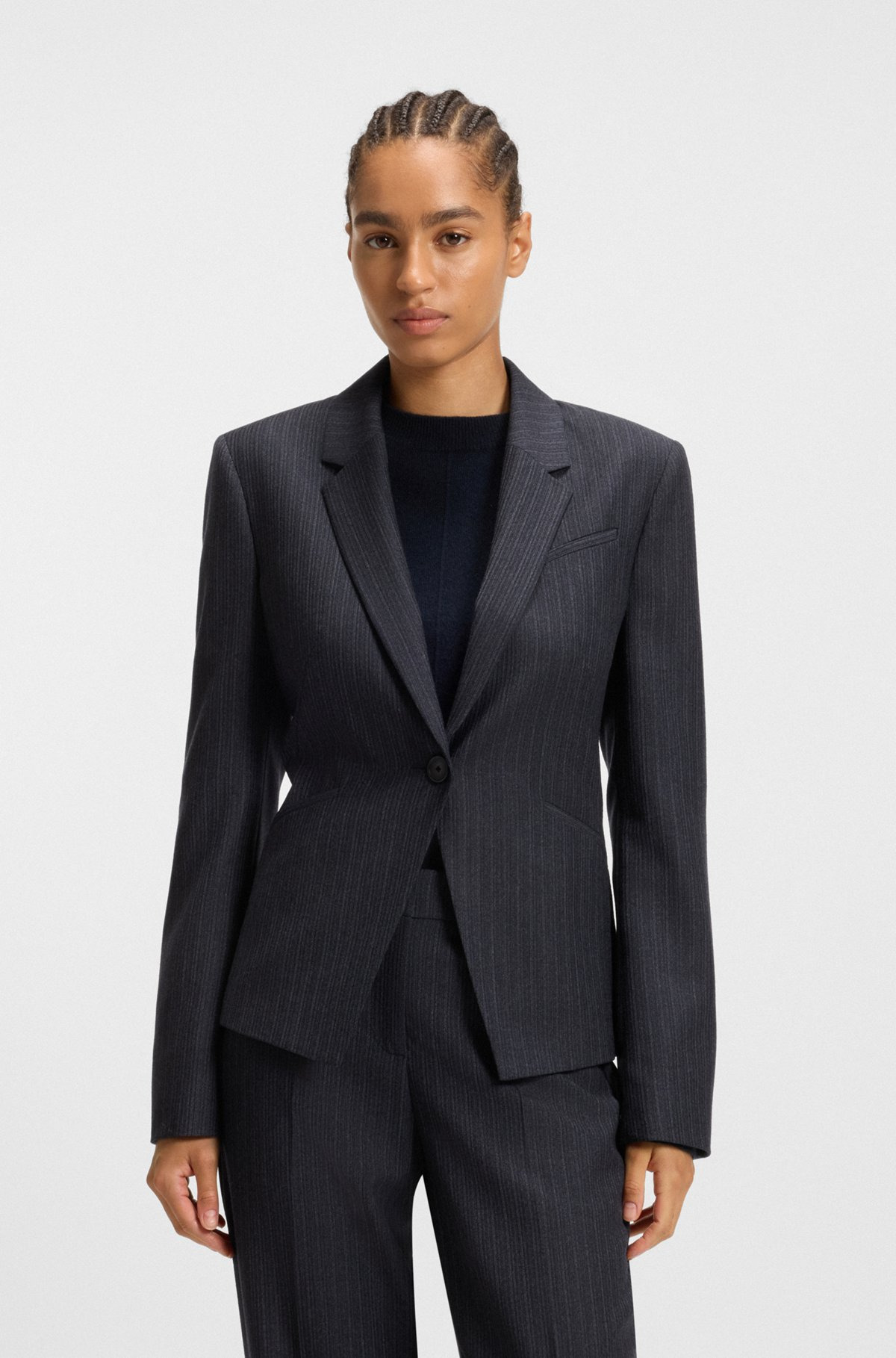 SLIM-FIT BLAZER IN STRIPED VIRGIN WOOL - 2