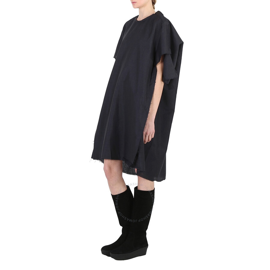 Maison Margiela Anthracite Mohair Wool Raw-Cut Oversize Dress - 8