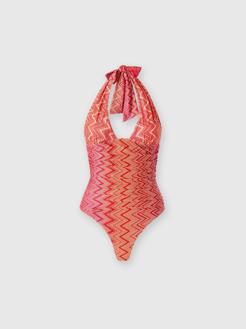 One-piece swimsuit in stretch nylon zig zag lamé 1