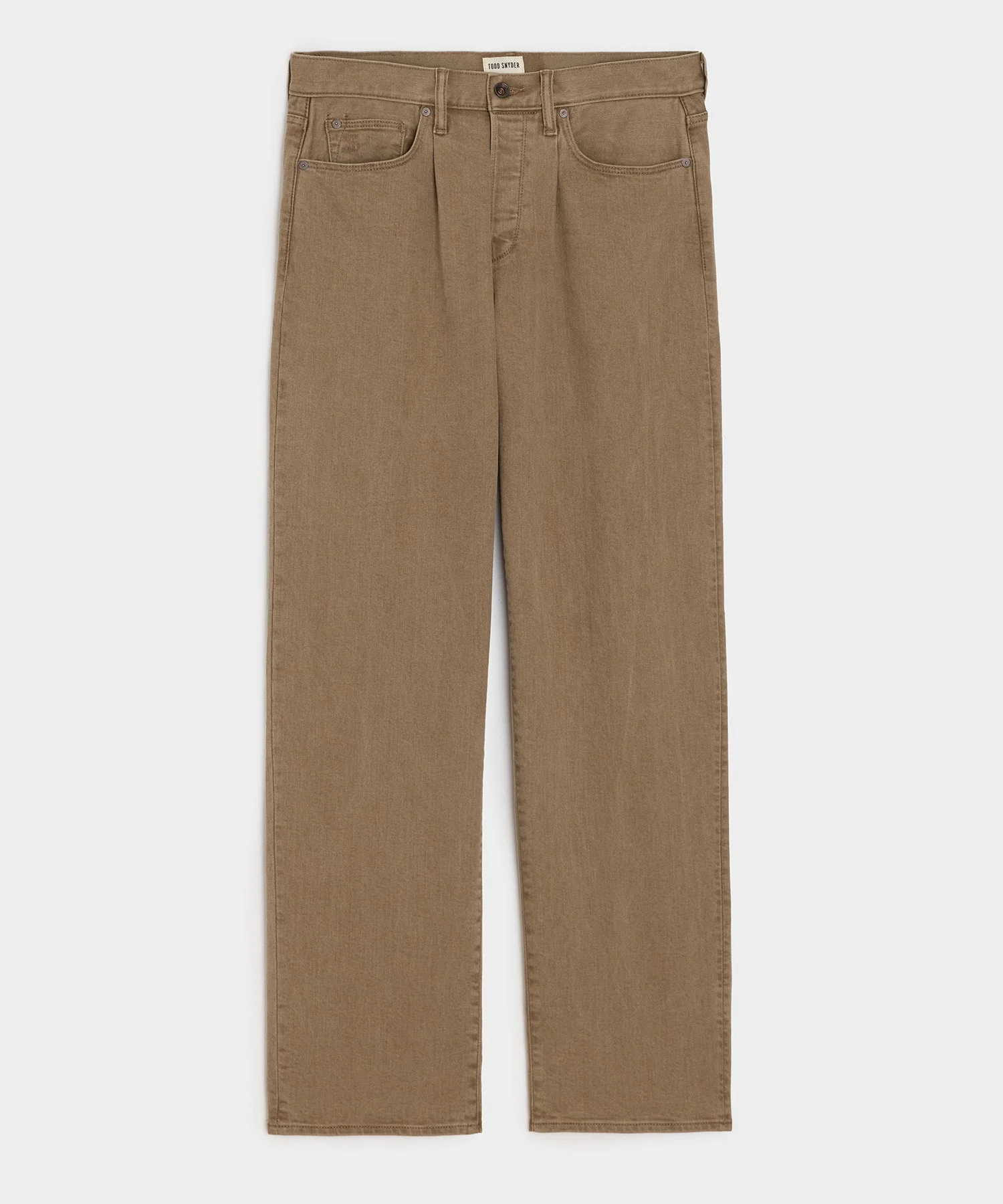 Relaxed 5-Pocket Pleated Jean in Light Brown - 1
