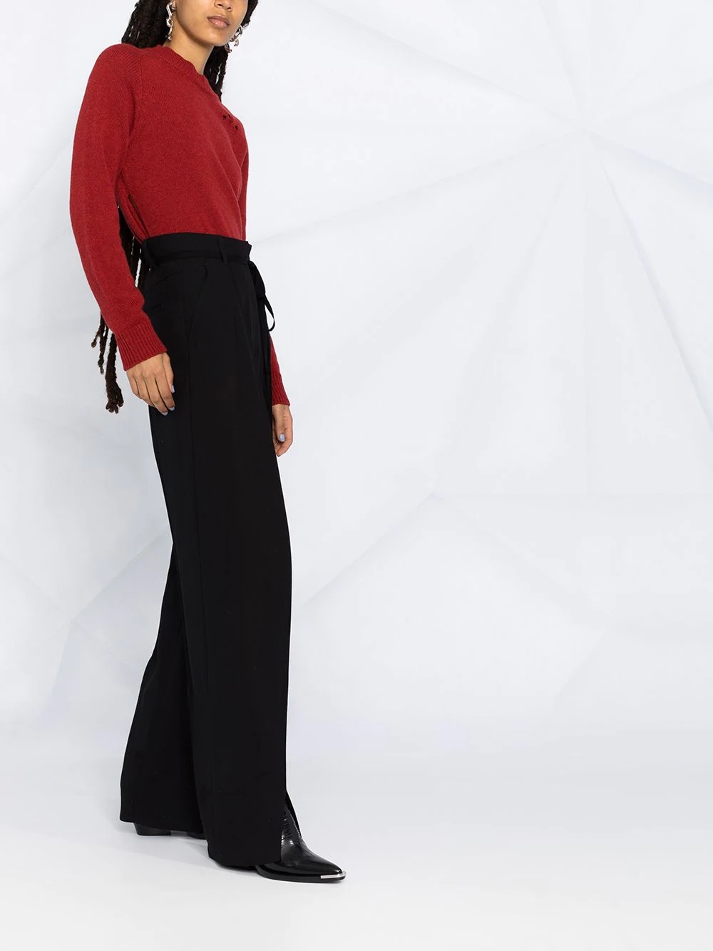 high-waisted wide-leg trousers - 6